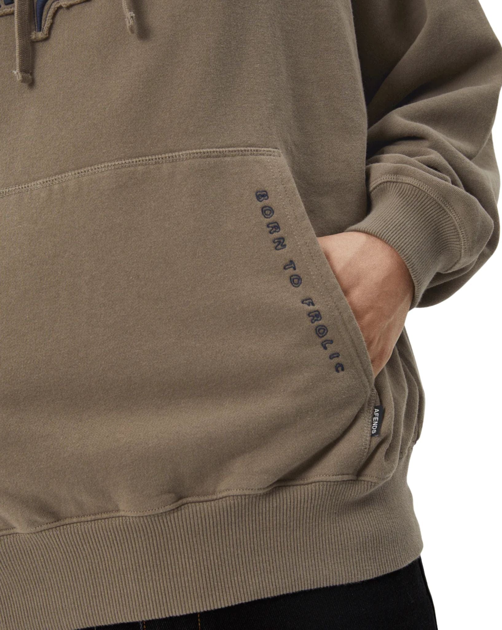 Afends Mens Antic Boxy Pull On Hood - Fossil