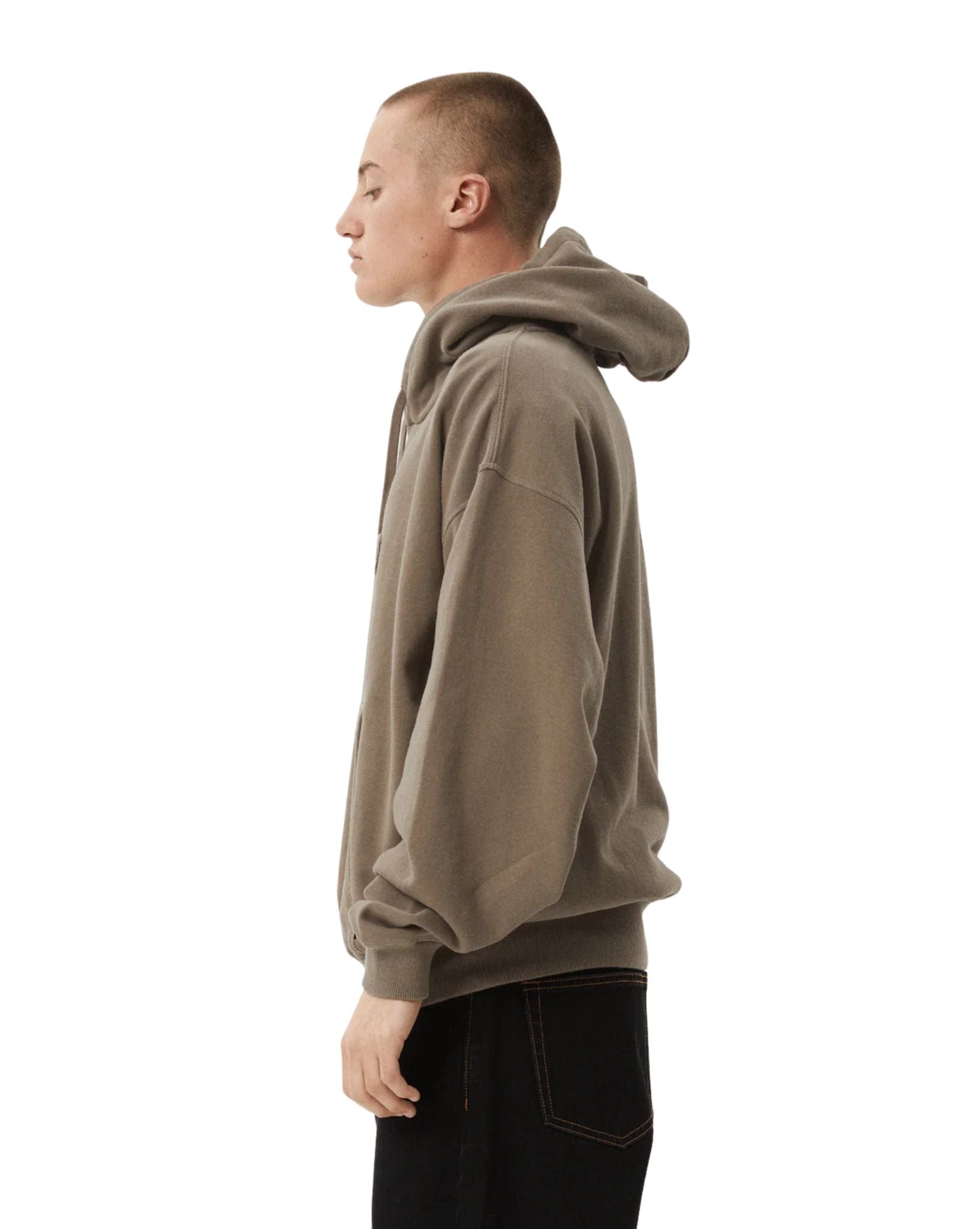 Afends Mens Antic Boxy Pull On Hood - Fossil