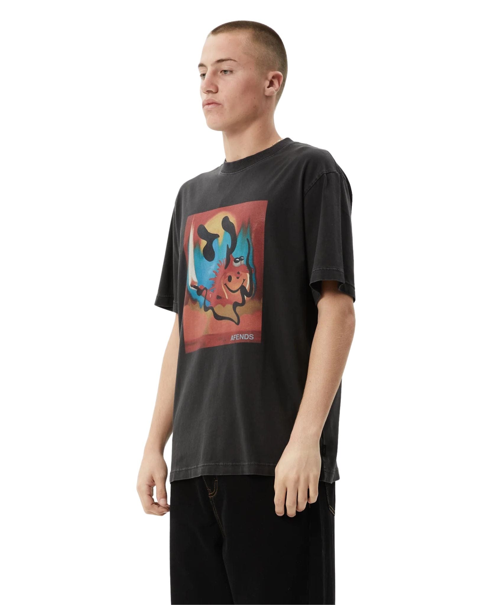 Afends Mens Apocalypso Retro Fit Tee - Stone Black