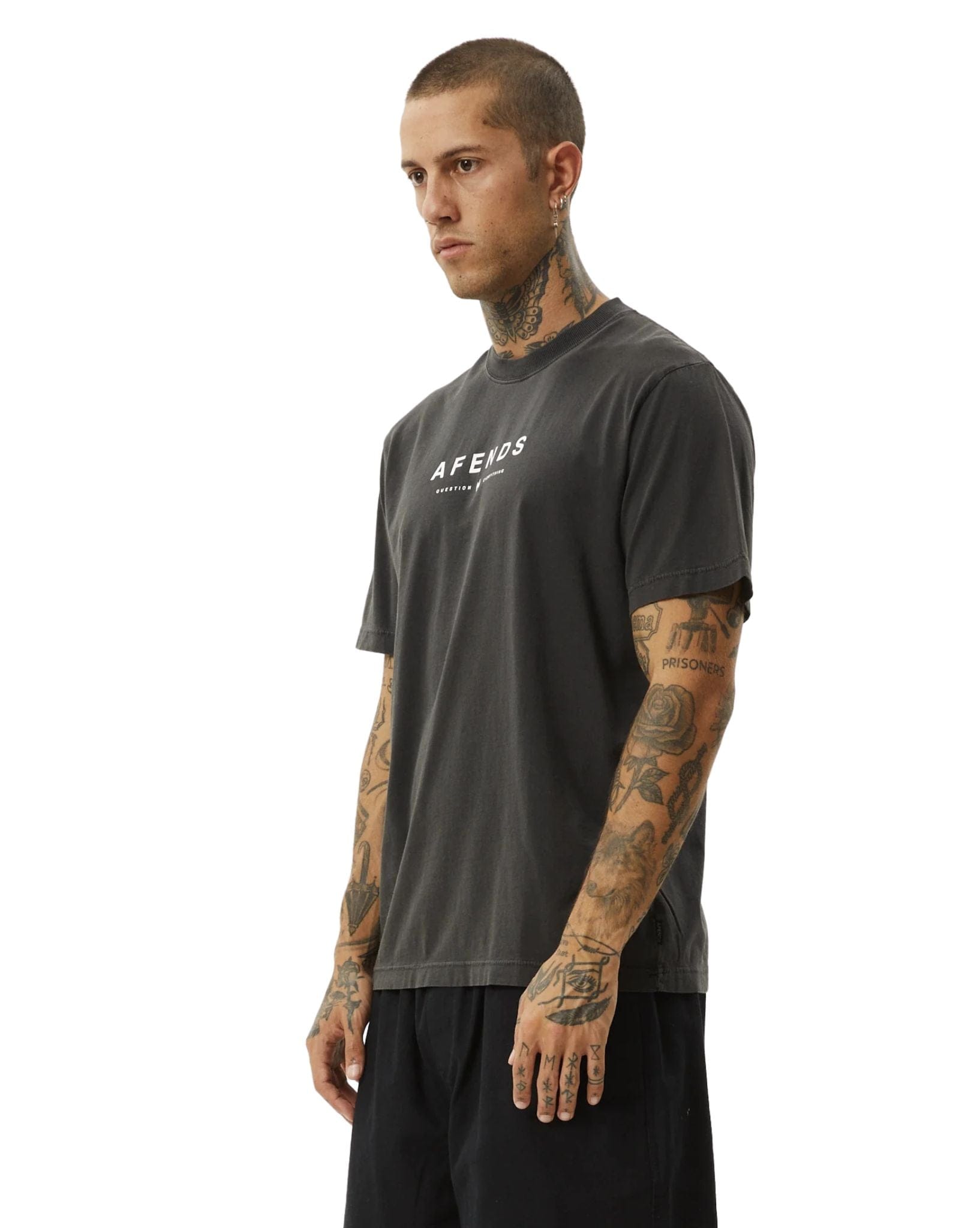 Afends Mens Thrown Out Retro Fit Tee - Black I White