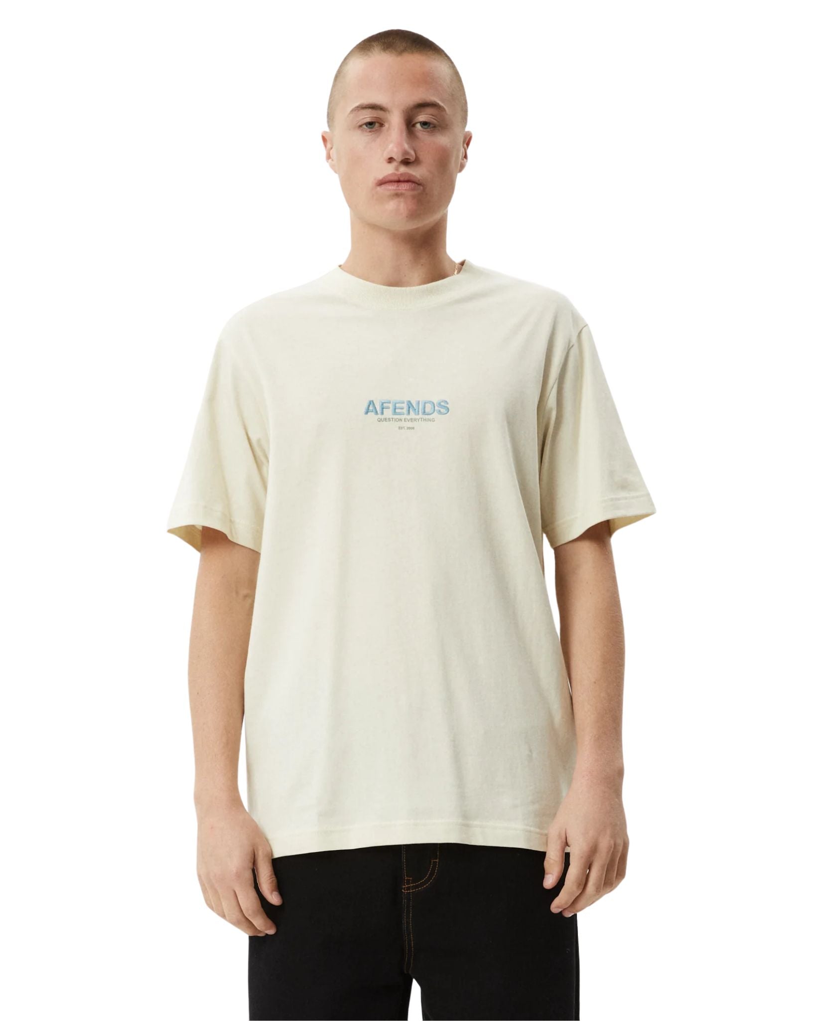 Afends Mens Vinyl Retro Fit Tee - Limestone