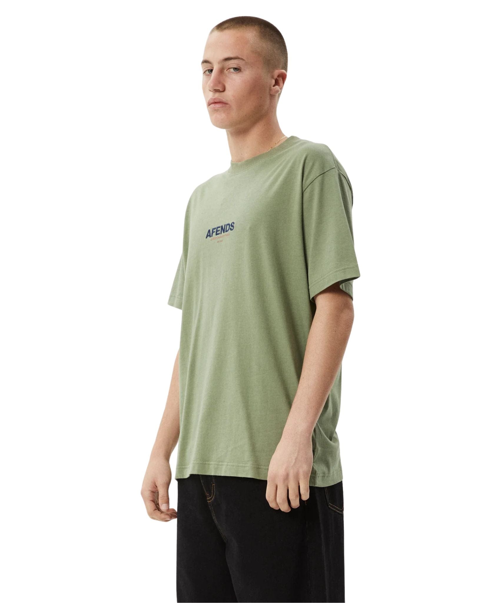 Afends Mens Vinyl Retro Fit Tee - Oil Green