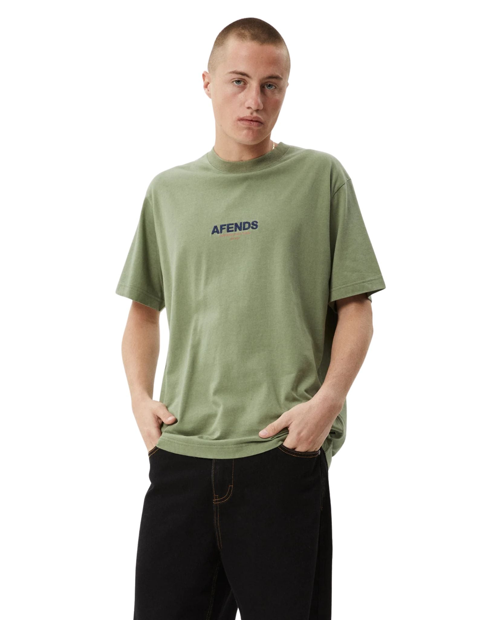 Afends Mens Vinyl Retro Fit Tee - Oil Green