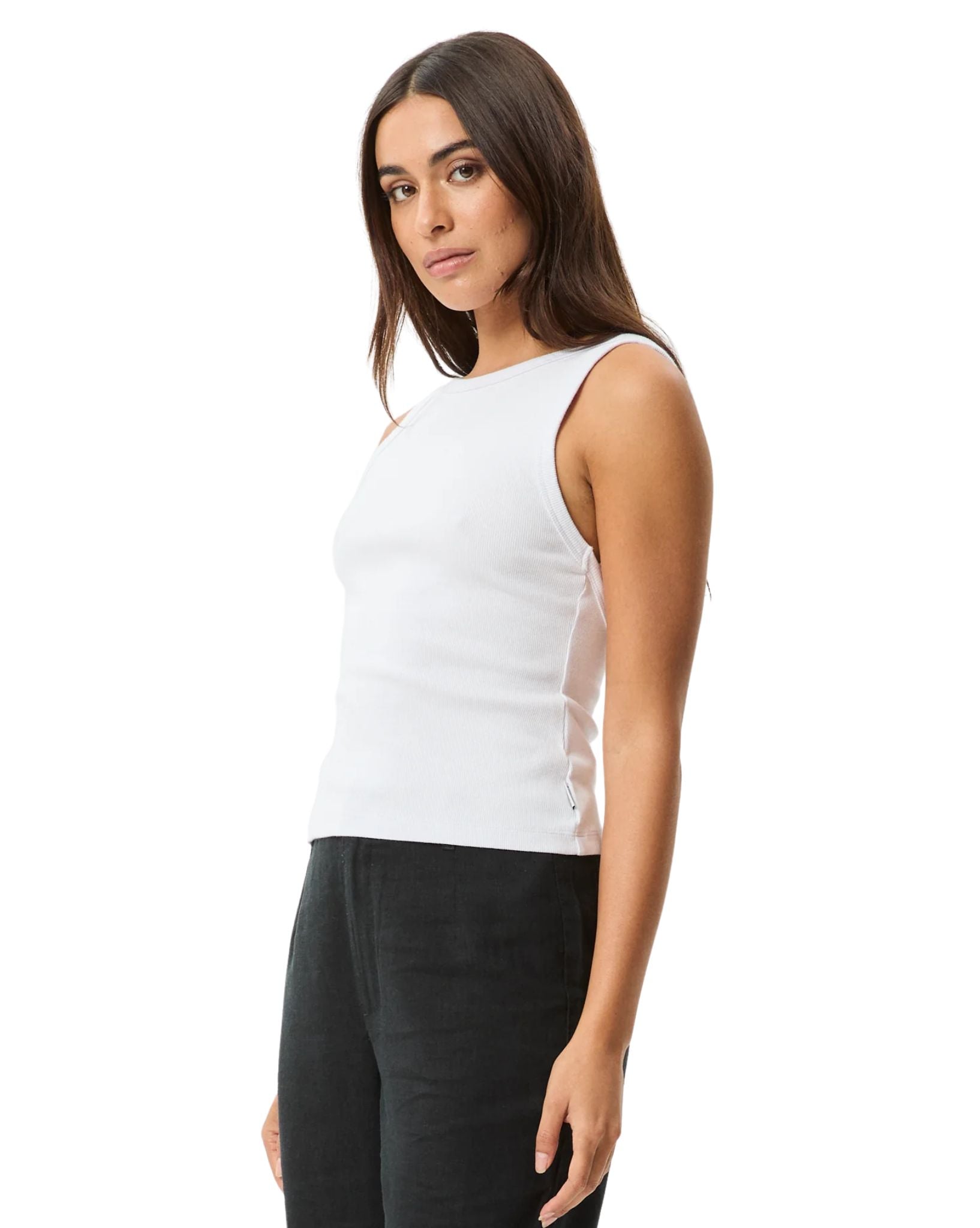 Afends Womens Charlie Rib Singlet - White