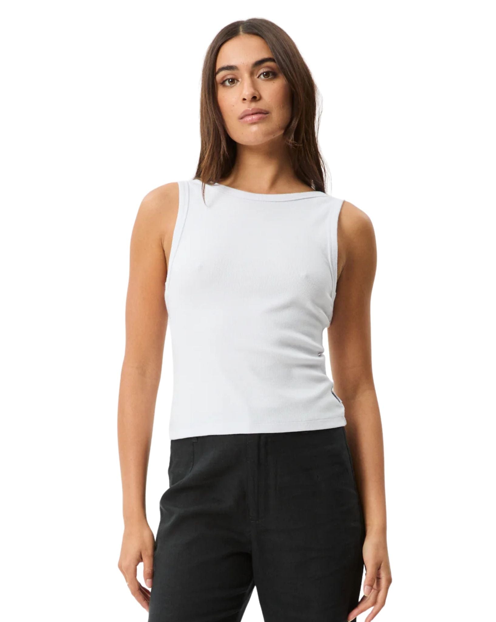 Afends Womens Charlie Rib Singlet - White