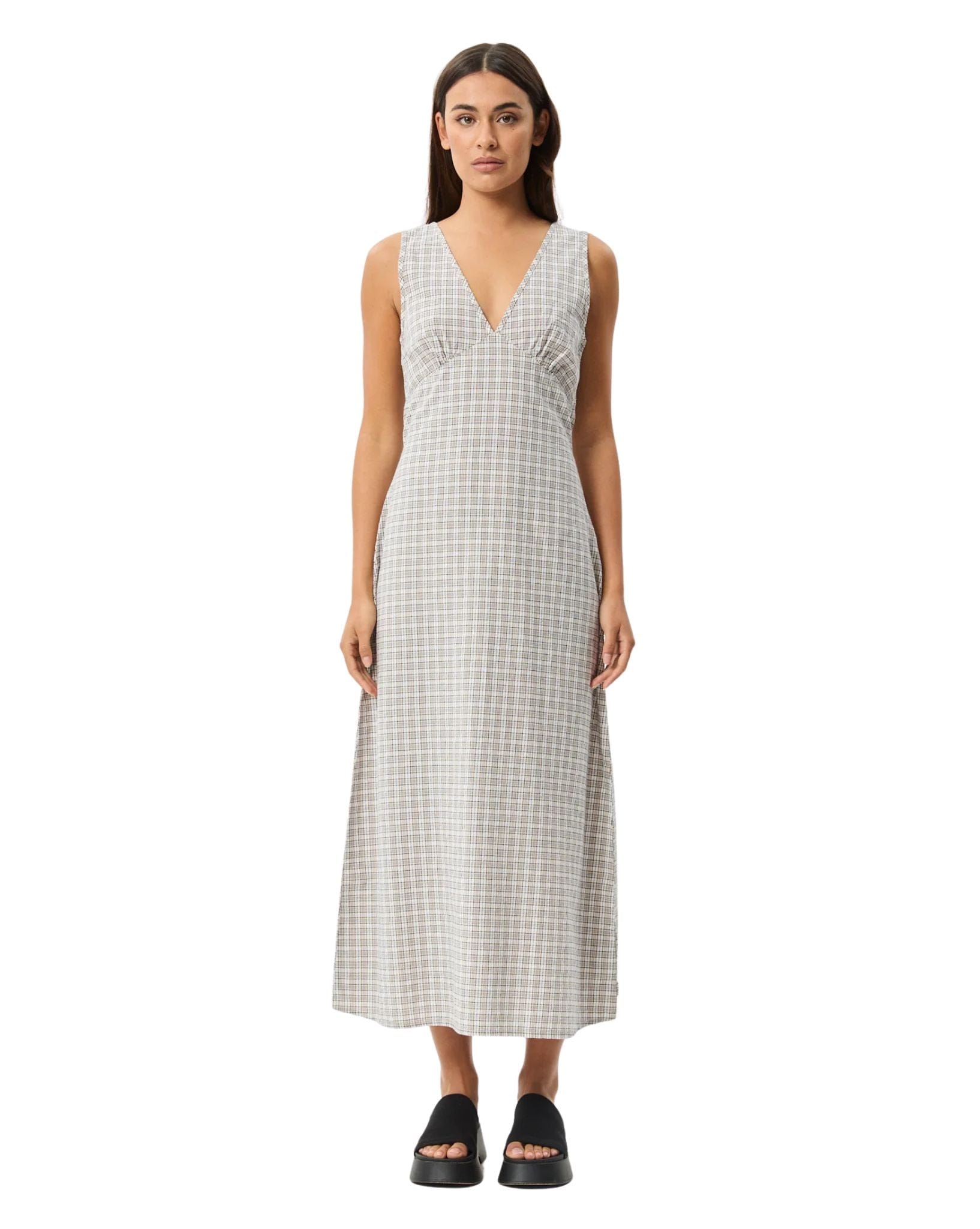 Afends Womens Drew Seersucker Maxi Dress