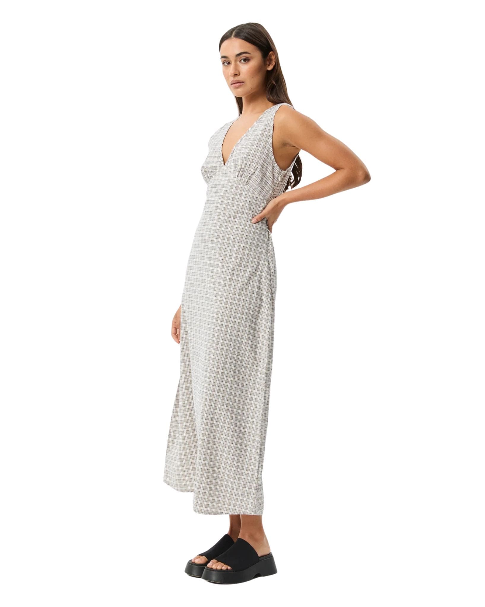 Afends Womens Drew Seersucker Maxi Dress