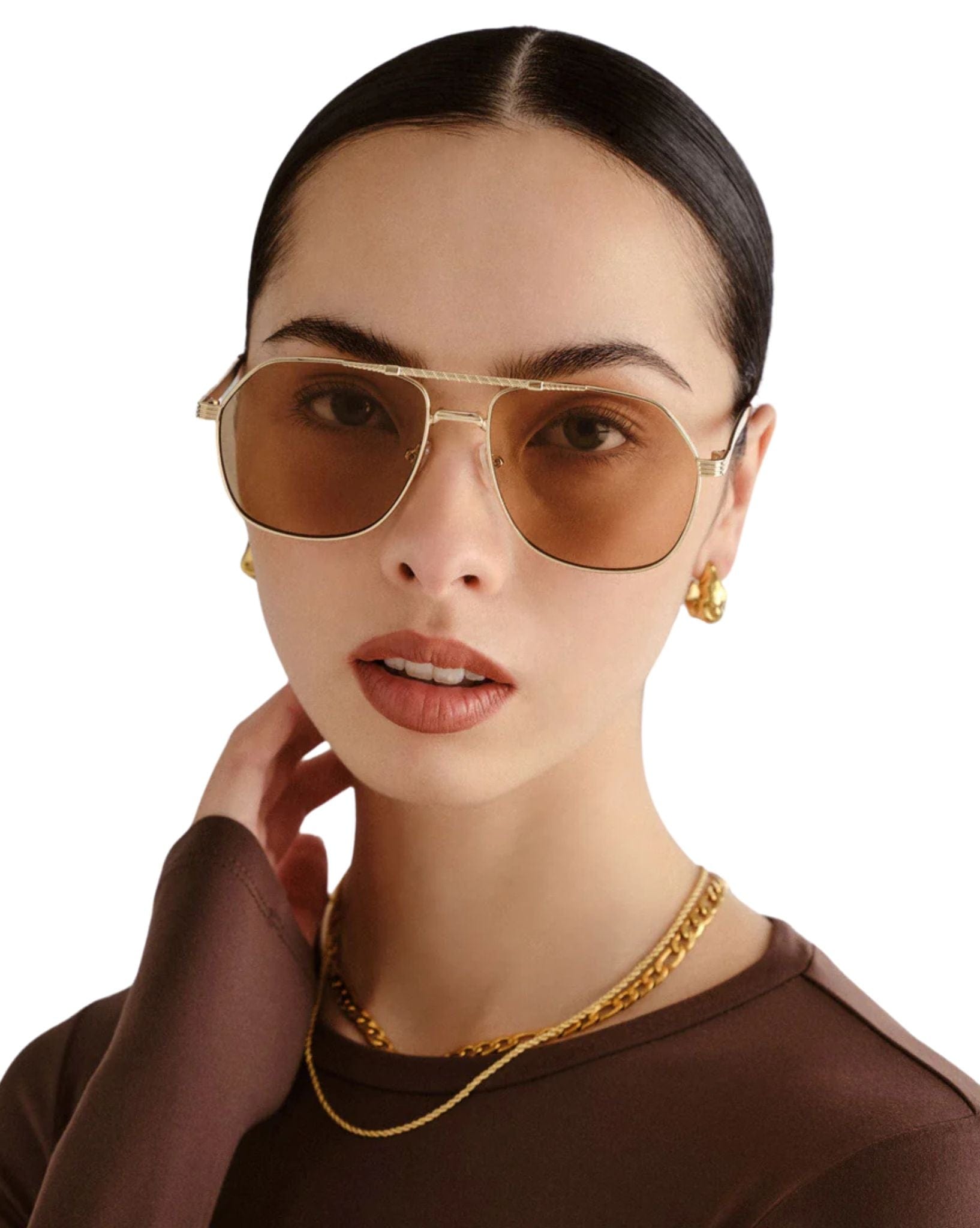 AIRE Cosmos Sunglasses - Bright Gold Tan Tint