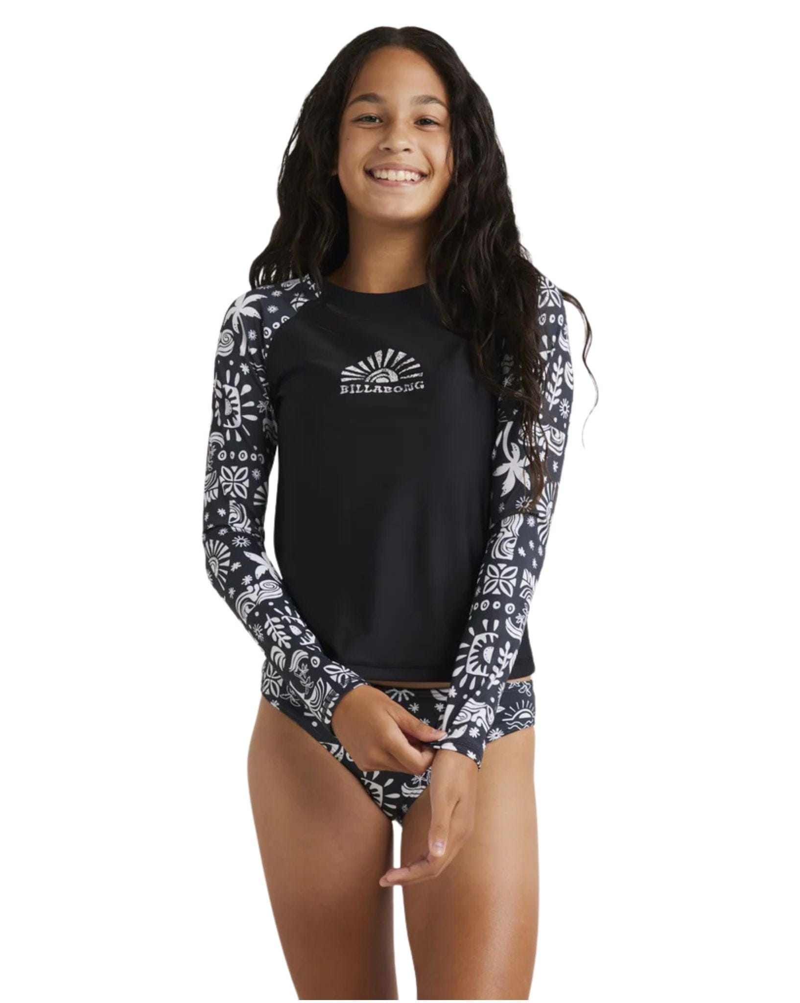 Billabong Girls Paradise Stamp LS Rash Vest