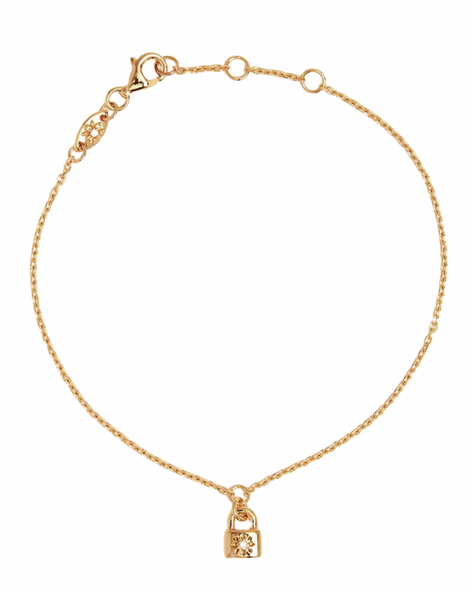 By Charlotte Gold Crystal Lotus Padlock Bracelet