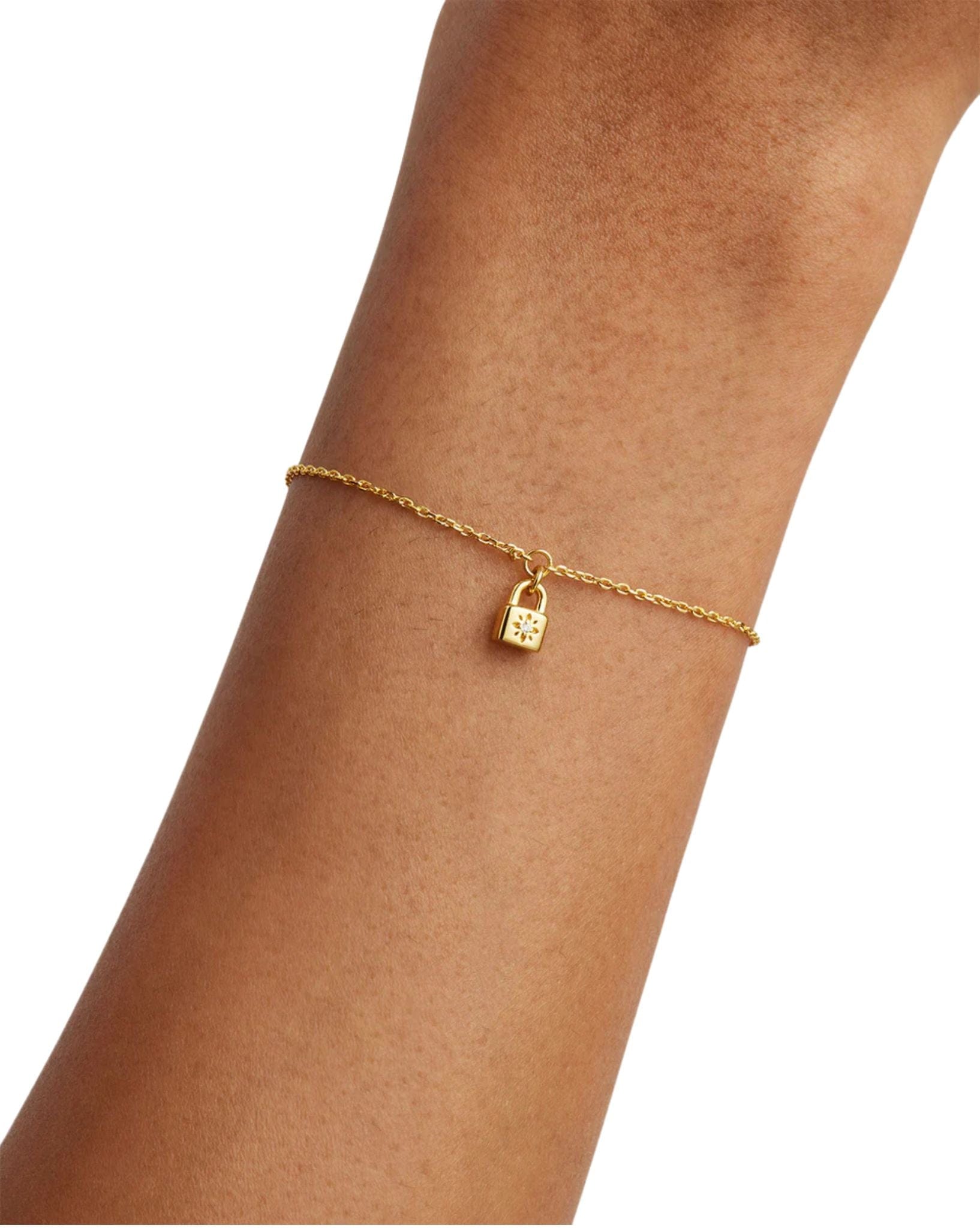 By Charlotte Gold Crystal Lotus Padlock Bracelet