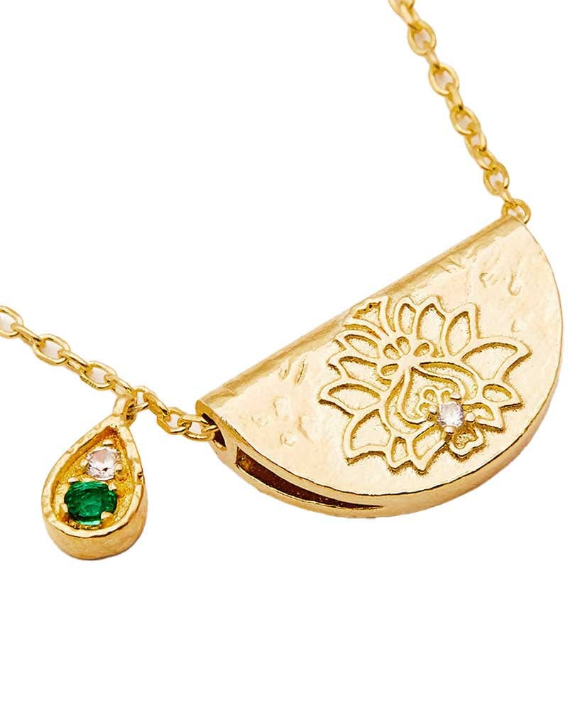 By Charlotte Gold Lotus Birthstone Necklace May