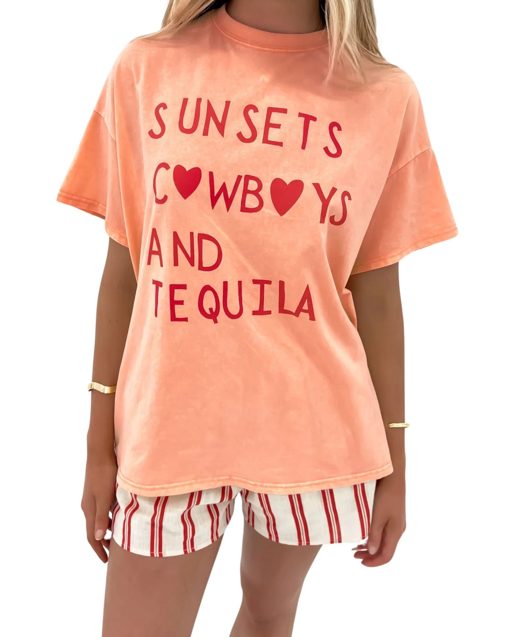 By Frankie Womens Peach Sunsets & Cowboys Short Set