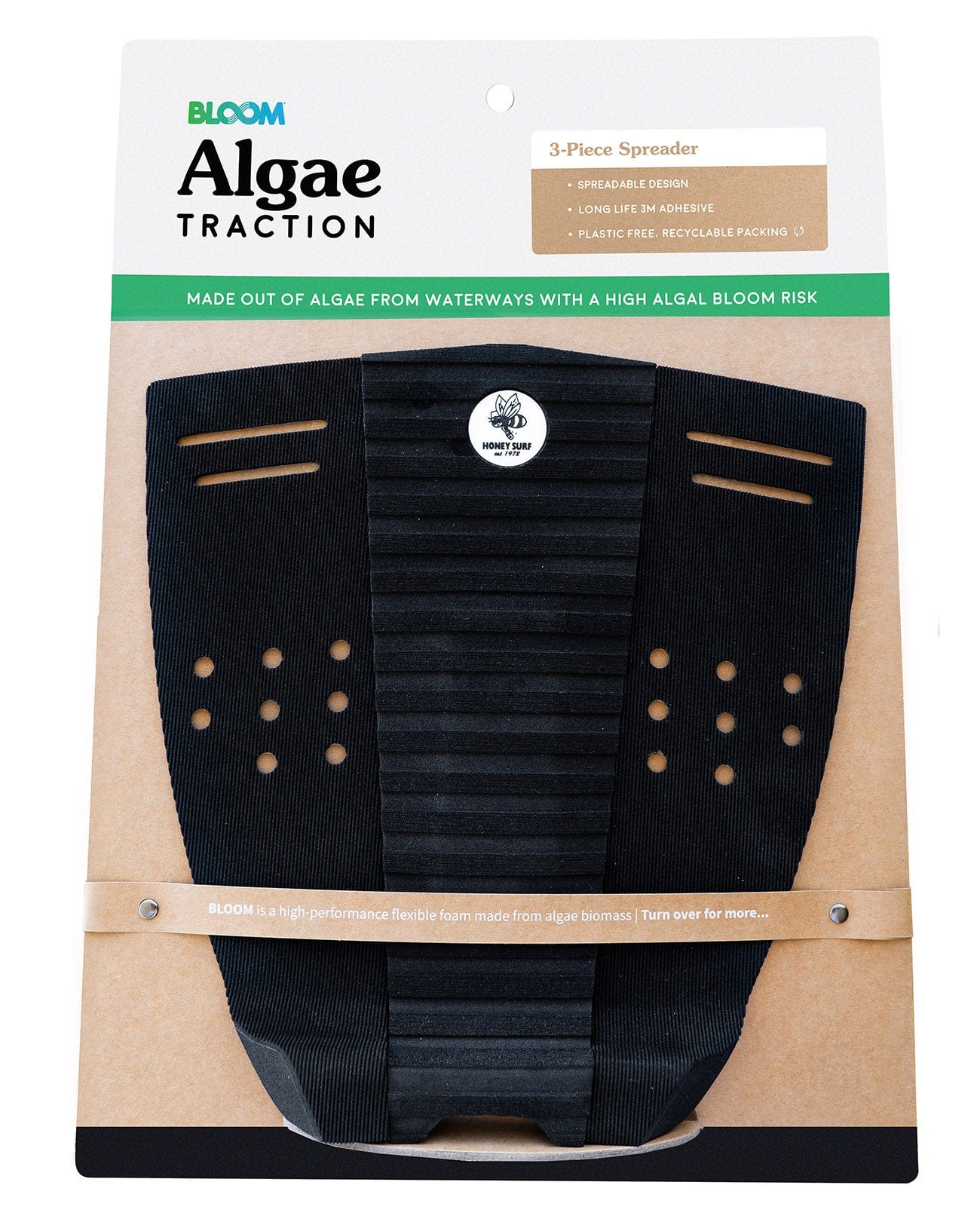 Honey Surf Bloom Algae 3 Piece Spreader Tail Pad - Black