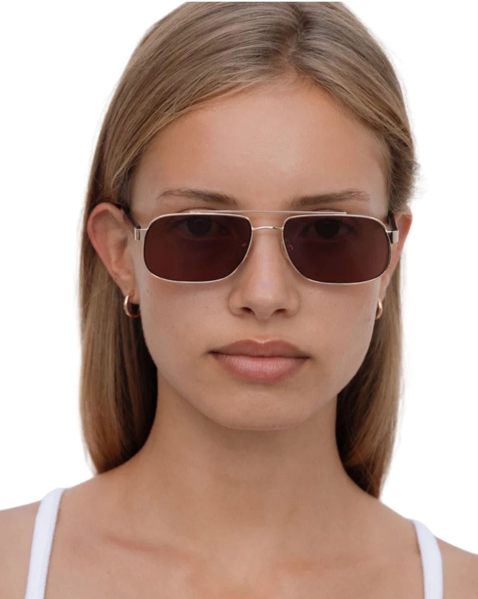 Lu Goldie Evangeline-Coffee Sunglasses