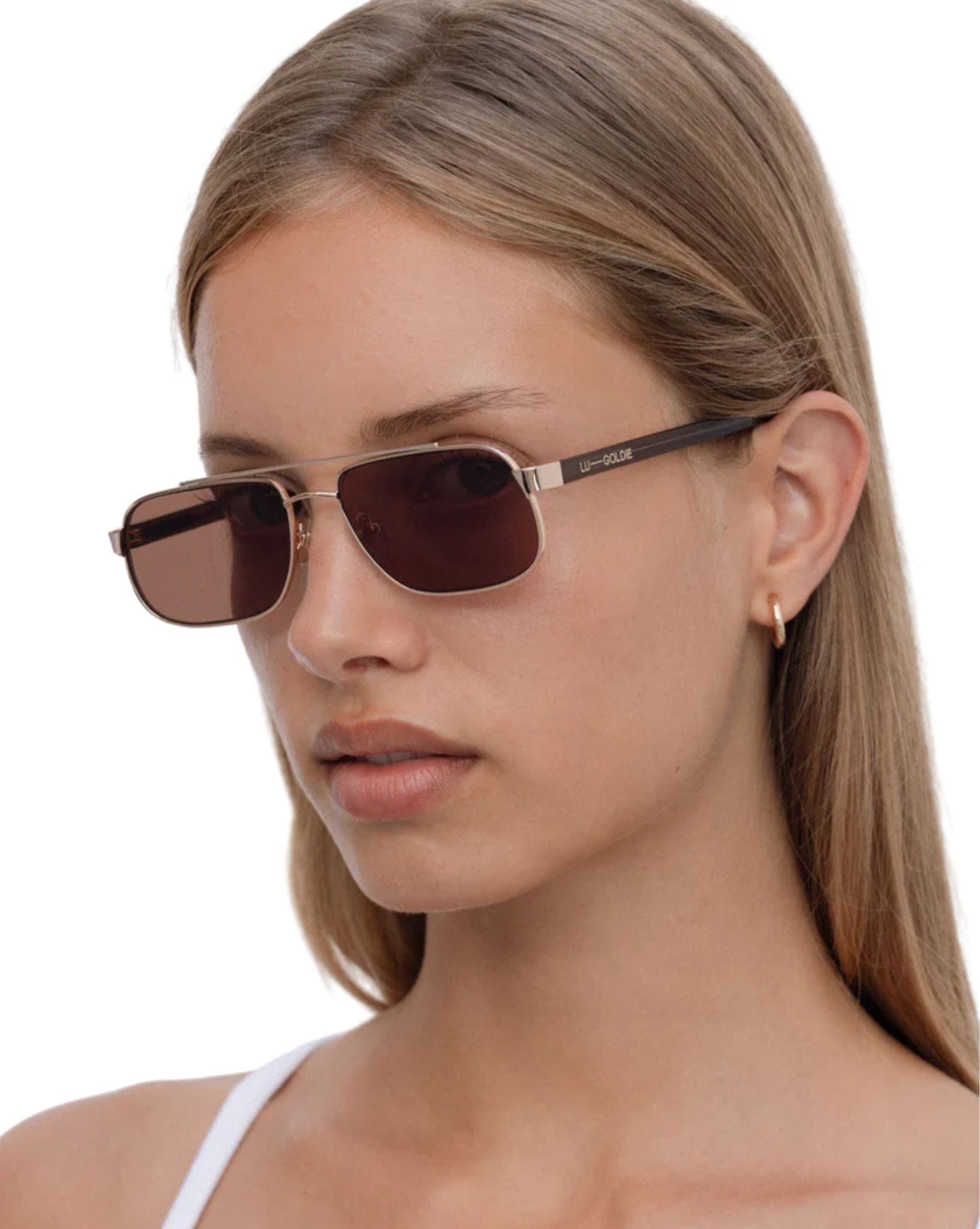 Lu Goldie Evangeline-Coffee Sunglasses