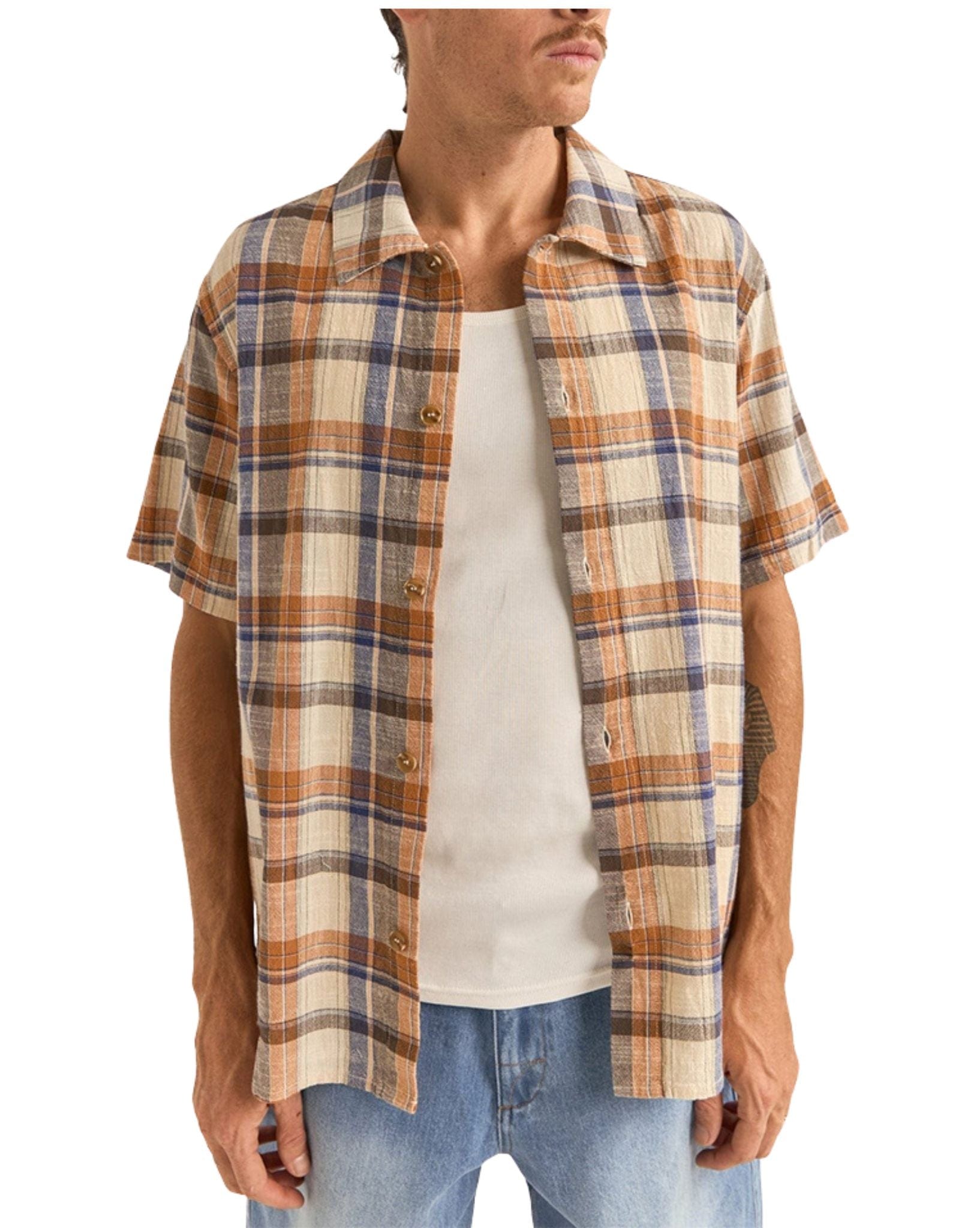 Rhythm Mens Check Ss Shirt