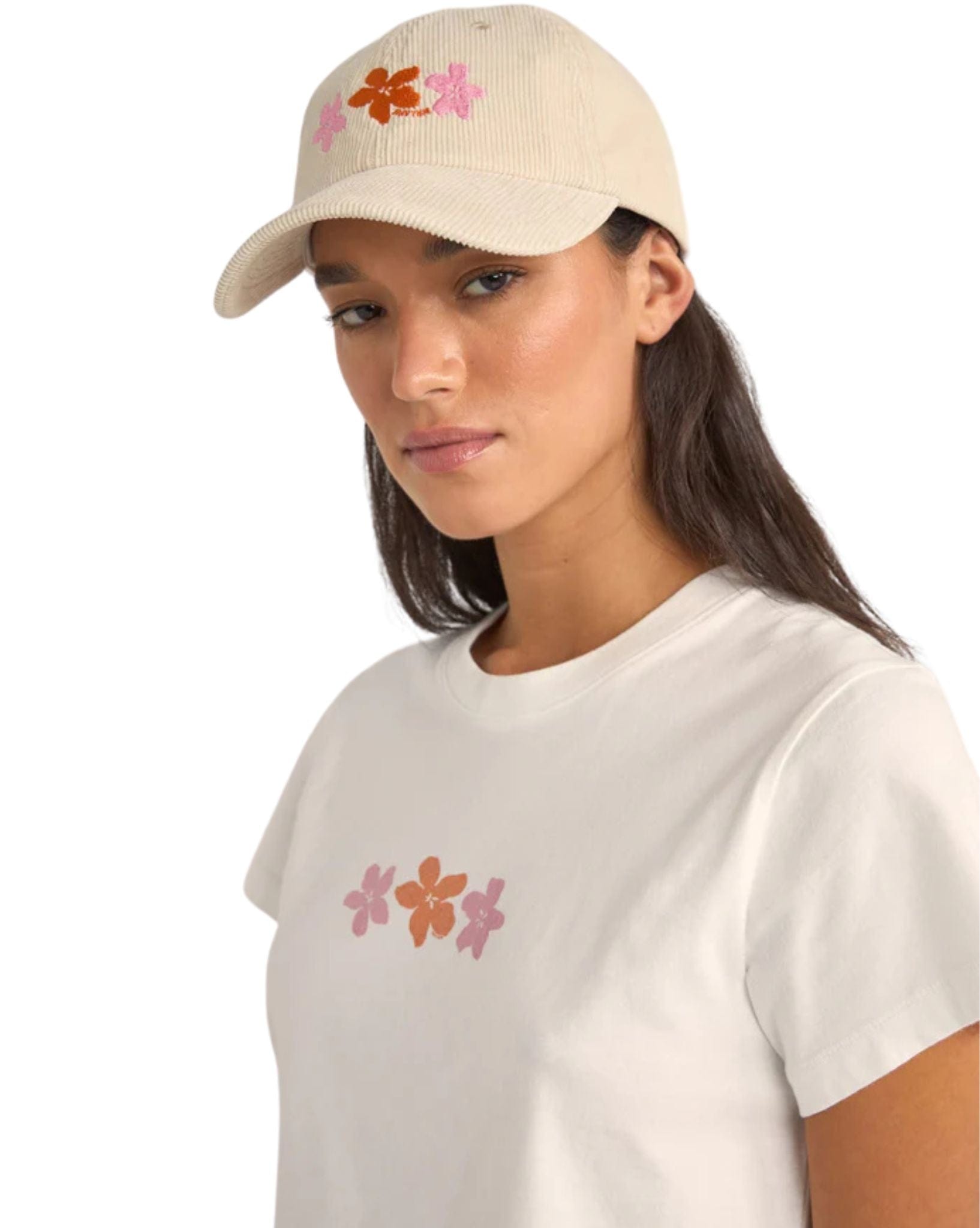 Rhythm Womens Bora Bora Floral Crop Crew Tee