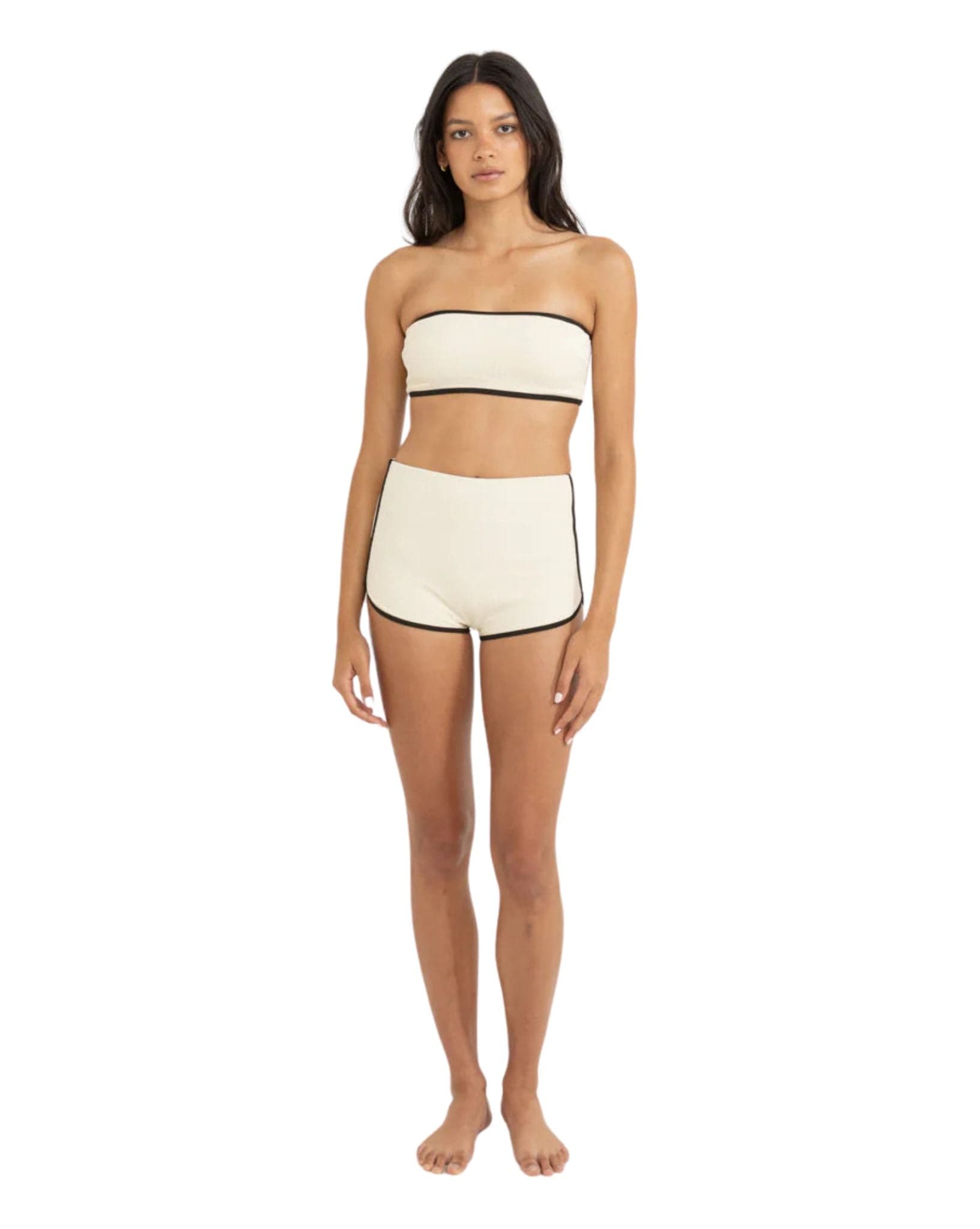 Rhythm Womens Essential Rib Contrast Bandeau Top