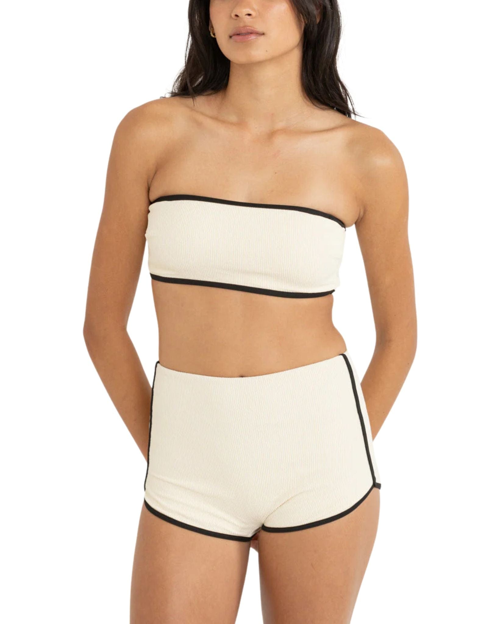 Rhythm Womens Essential Rib Contrast Bandeau Top