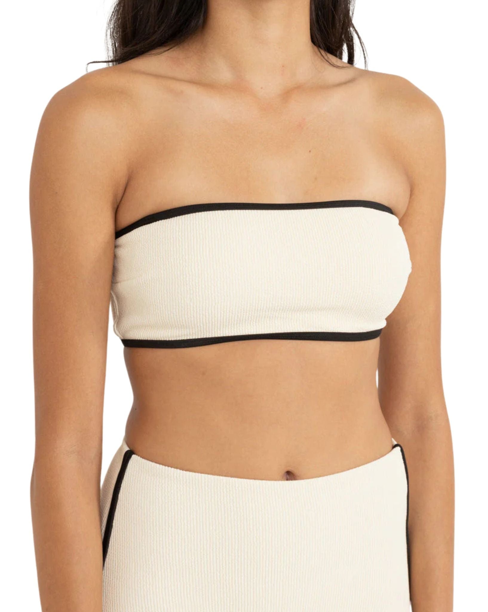 Rhythm Womens Essential Rib Contrast Bandeau Top