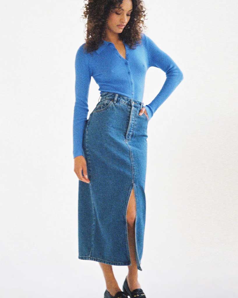 Rollas Chicago Skirt Lyocell Blue