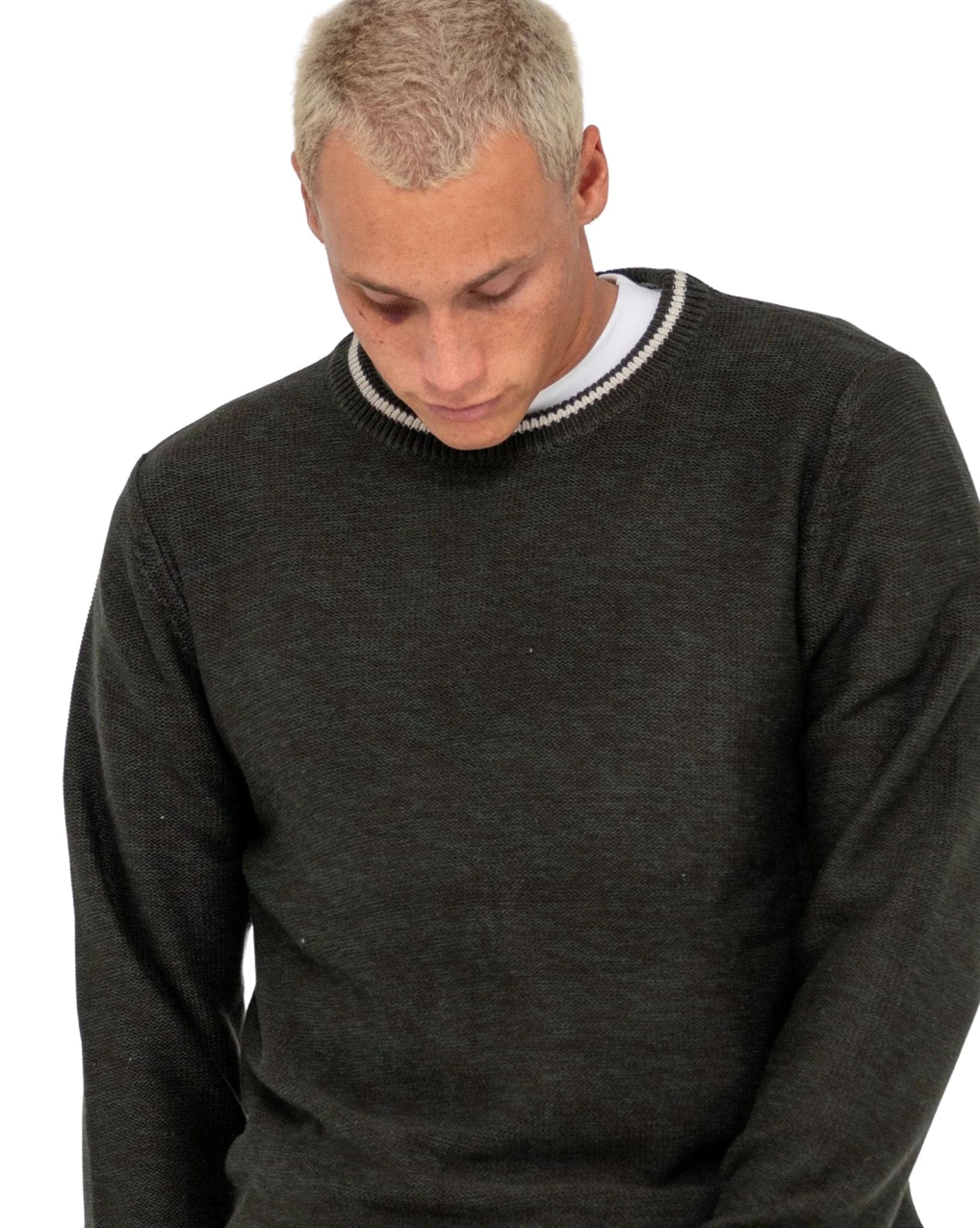 Rusty Mens Skyliner Tipped Crew Knit