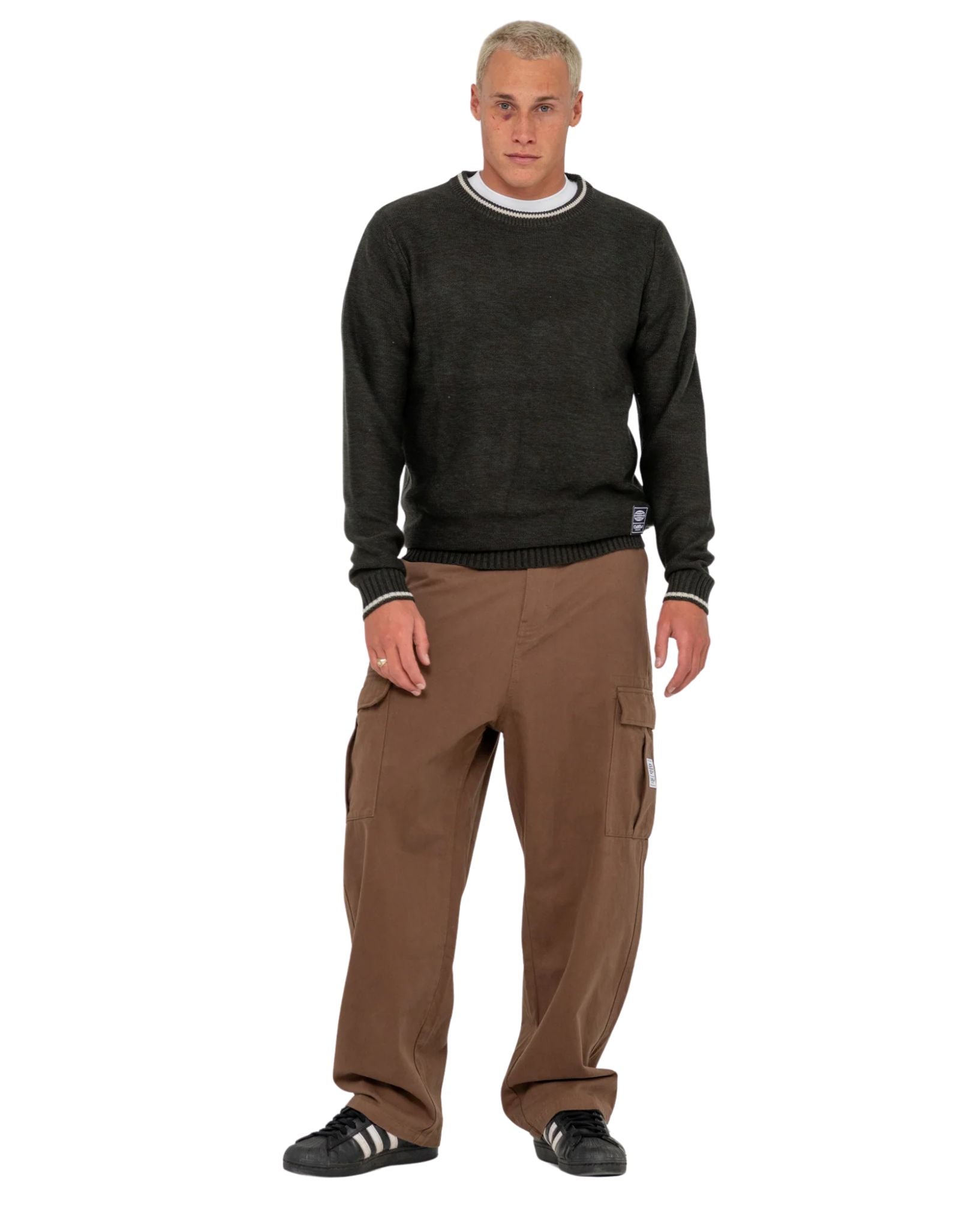 Rusty Mens Skyliner Tipped Crew Knit