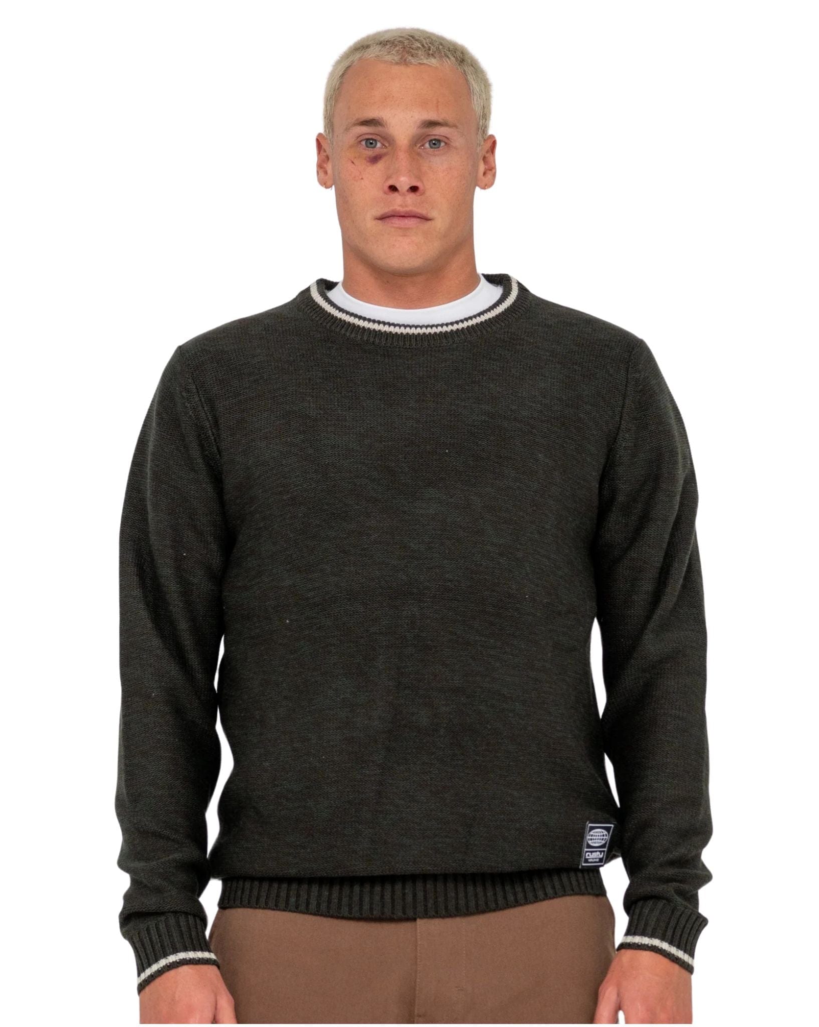 Rusty Mens Skyliner Tipped Crew Knit