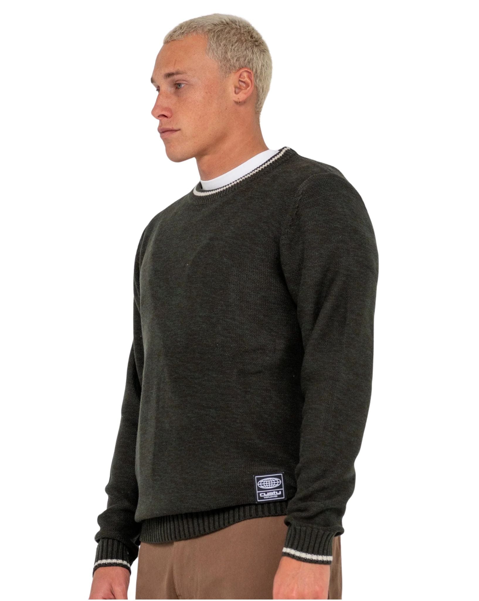 Rusty Mens Skyliner Tipped Crew Knit