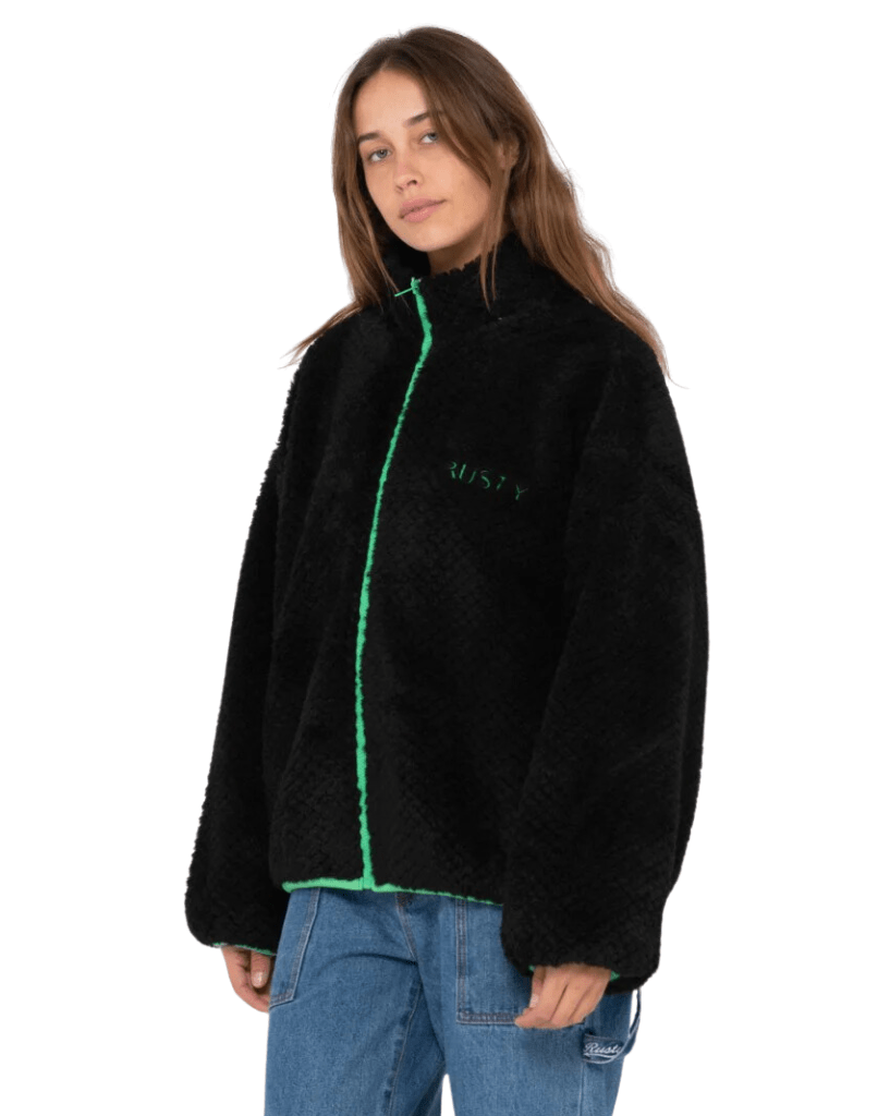 Rusty Ollie Sherpa Zip Through Fleece