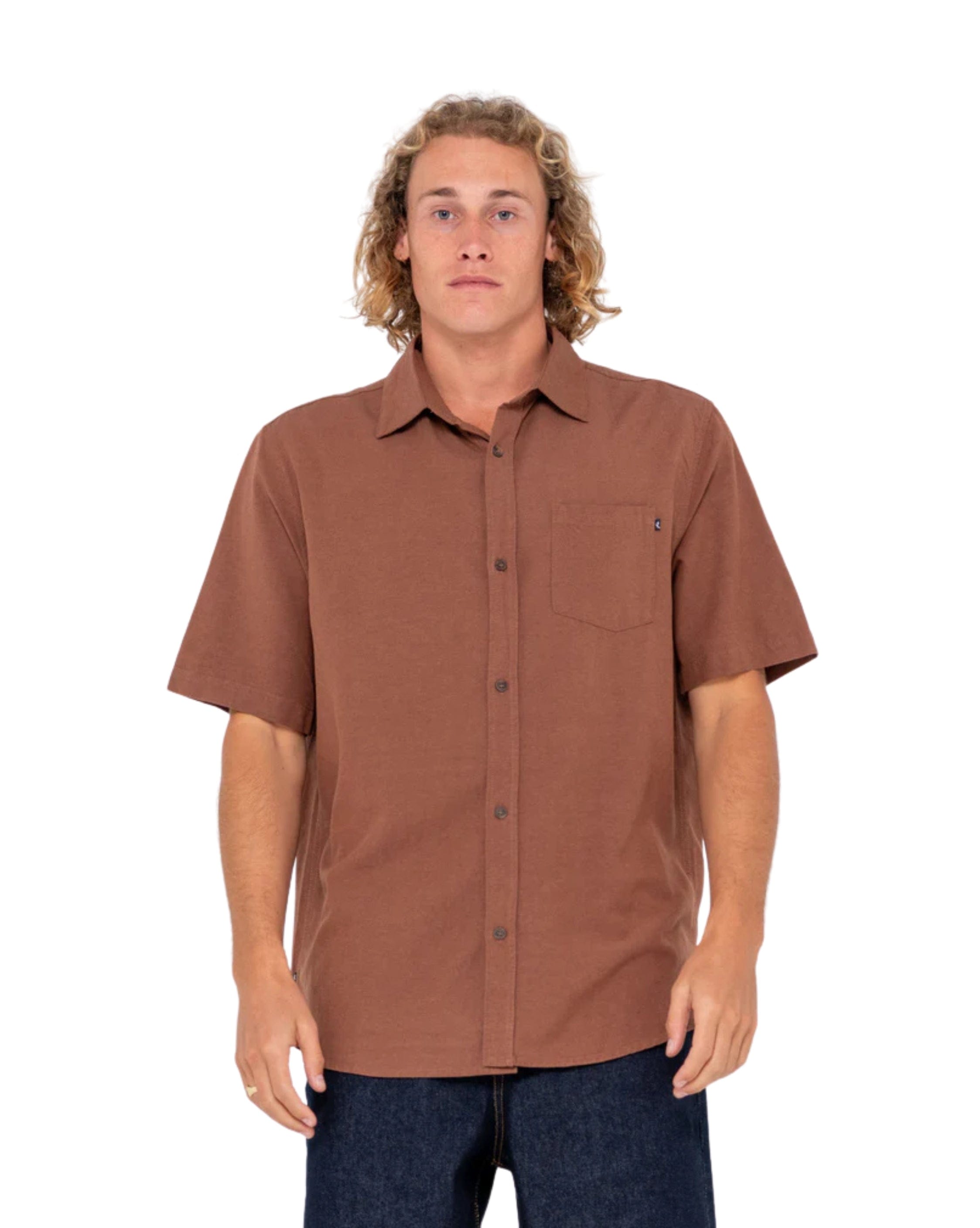 Rusty Overtone Short Sleeve Linen Shirt