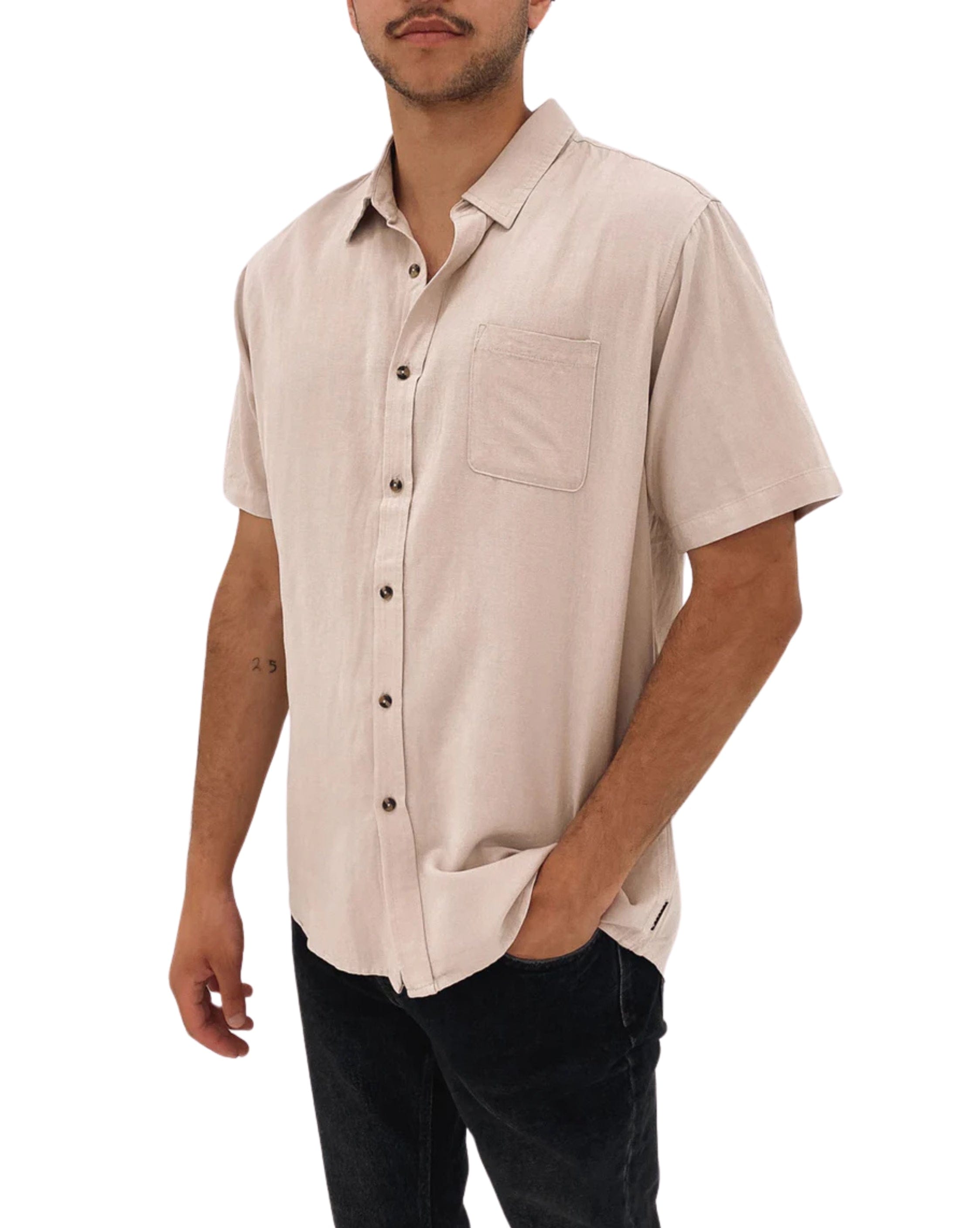 Rusty Overtone Short Sleeve Linen Shirt