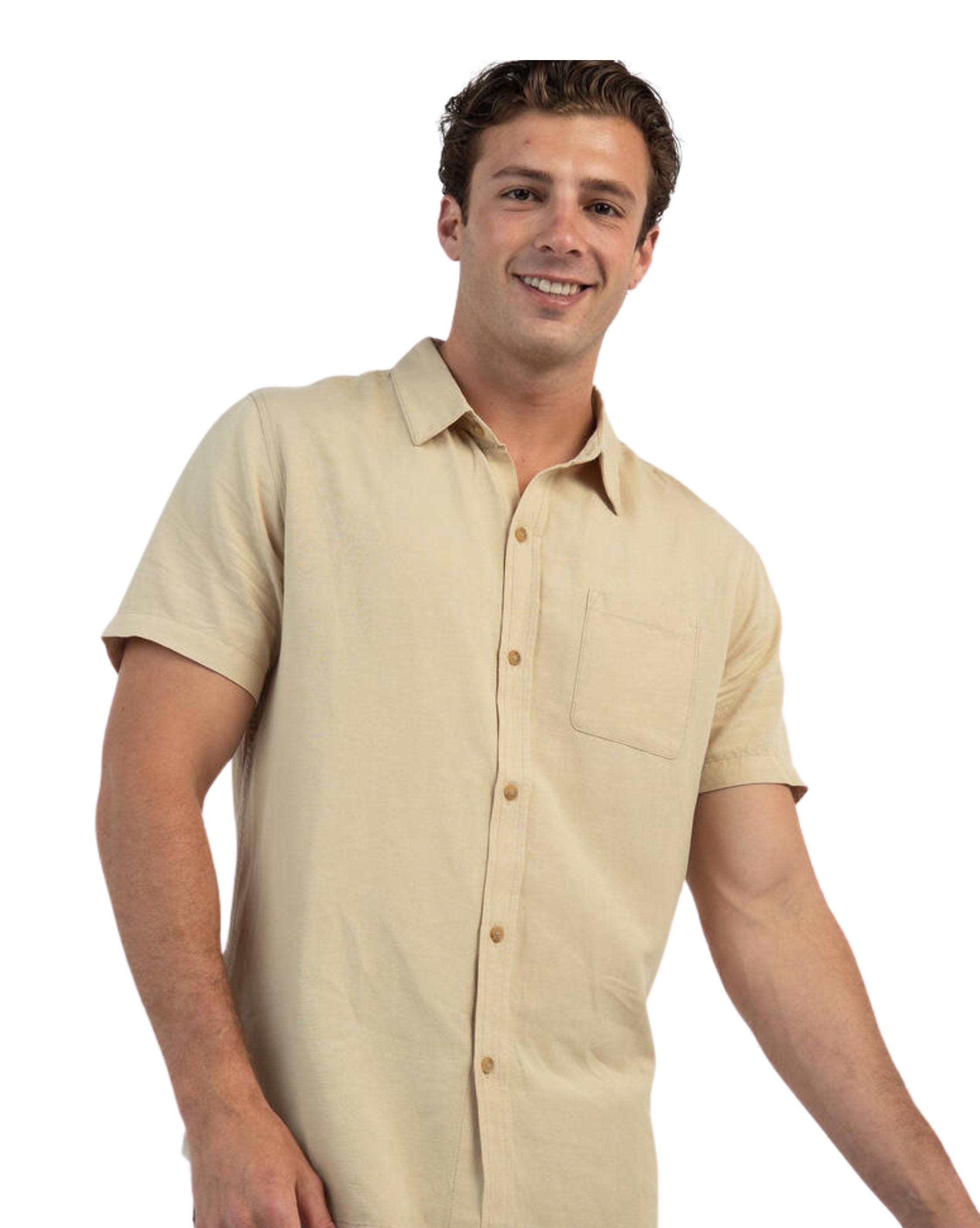 Rusty Overtone Short Sleeve Linen Shirt