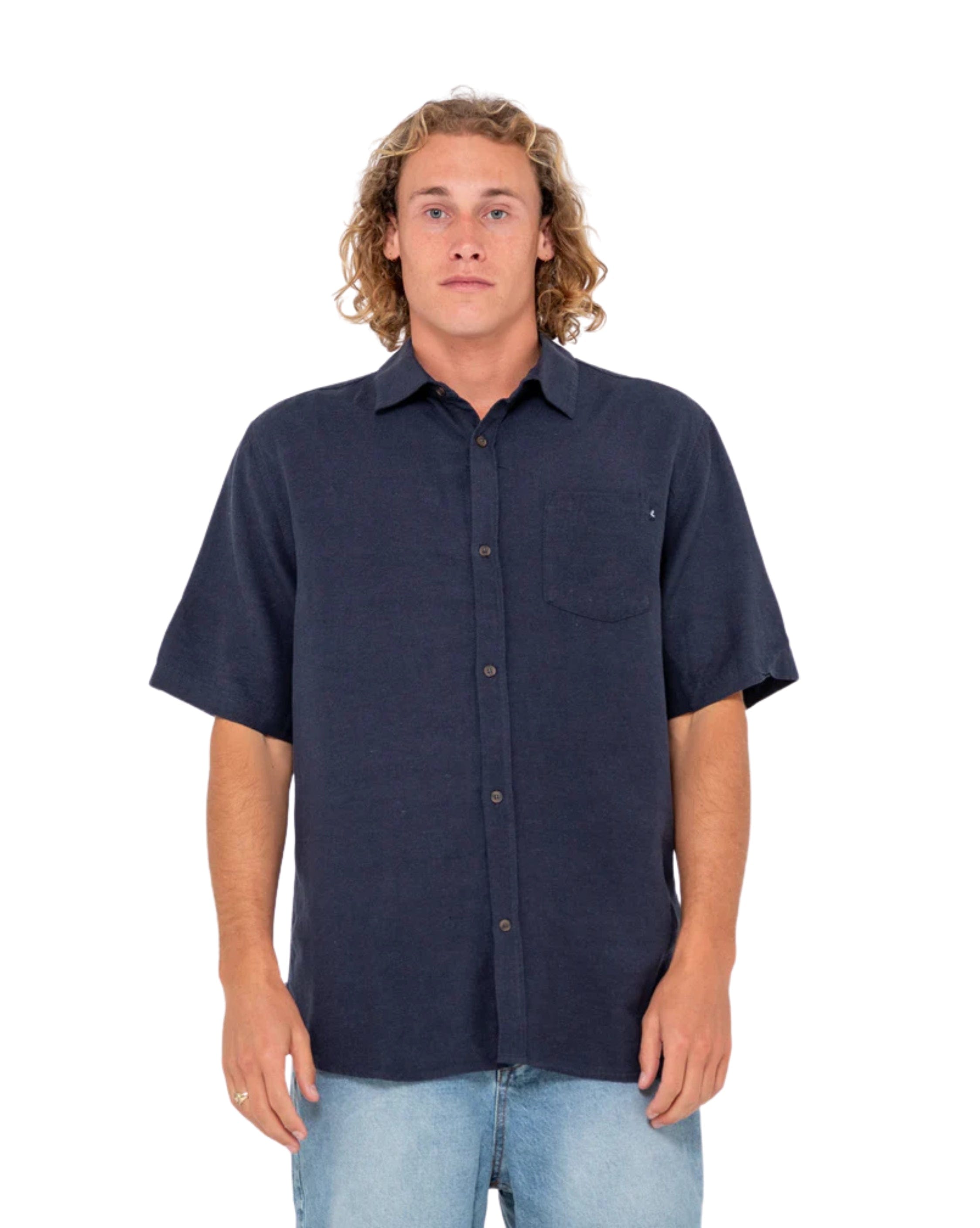 Rusty Overtone Short Sleeve Linen Shirt