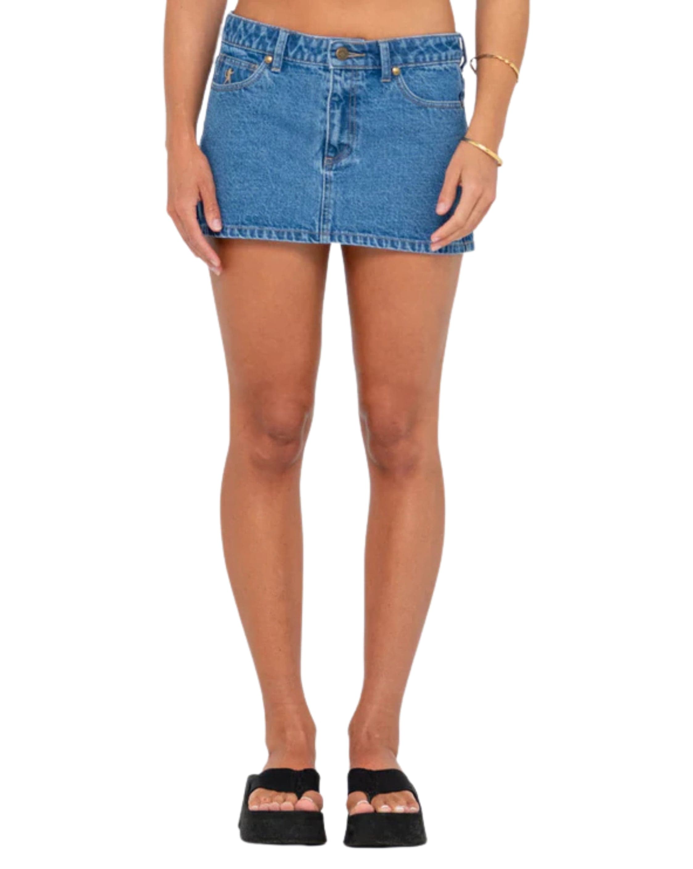 Rusty Risque Low Rise Denim Micro Skirt