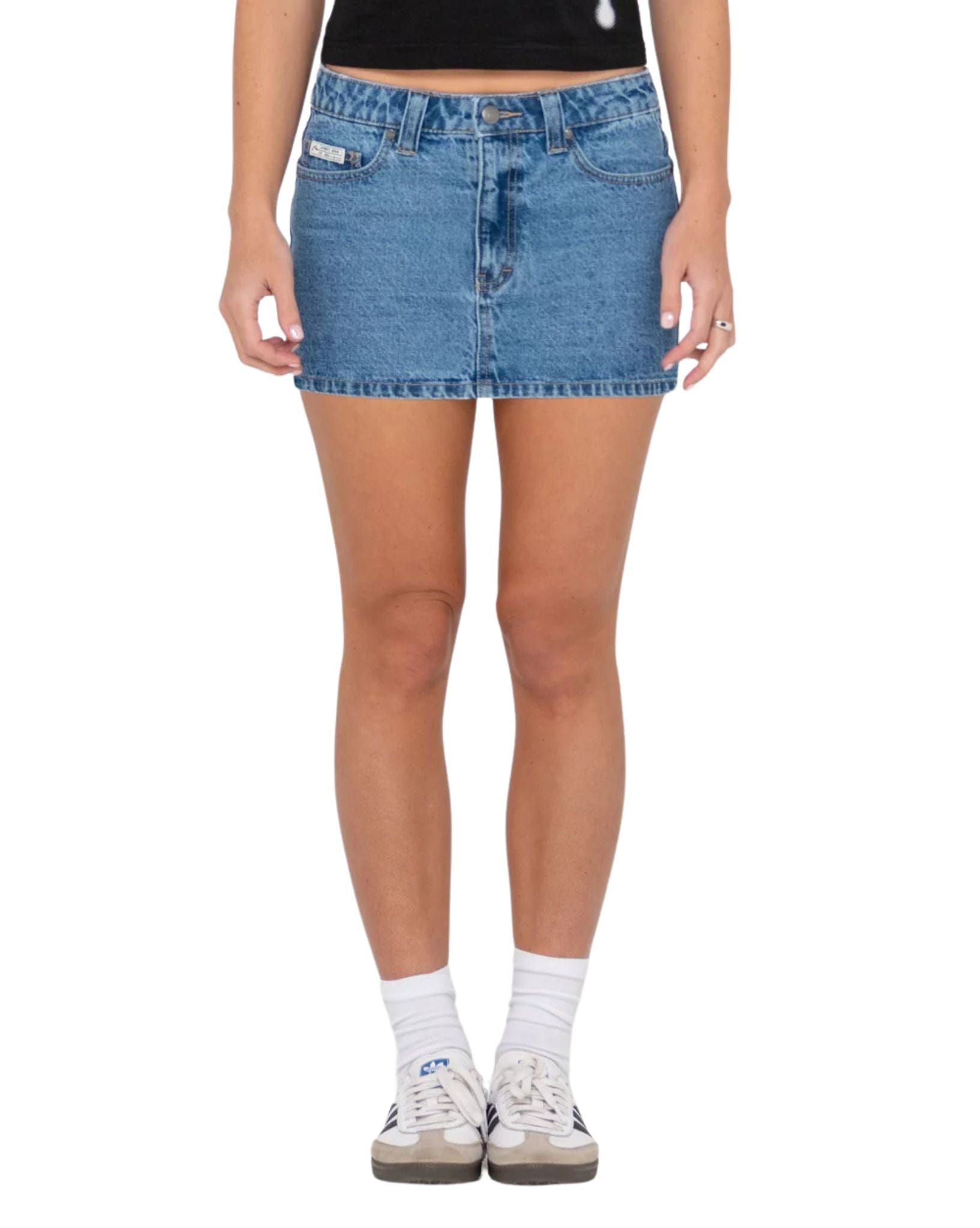 Rusty Womens Mavericks Low Rise Denim Mini Skirt