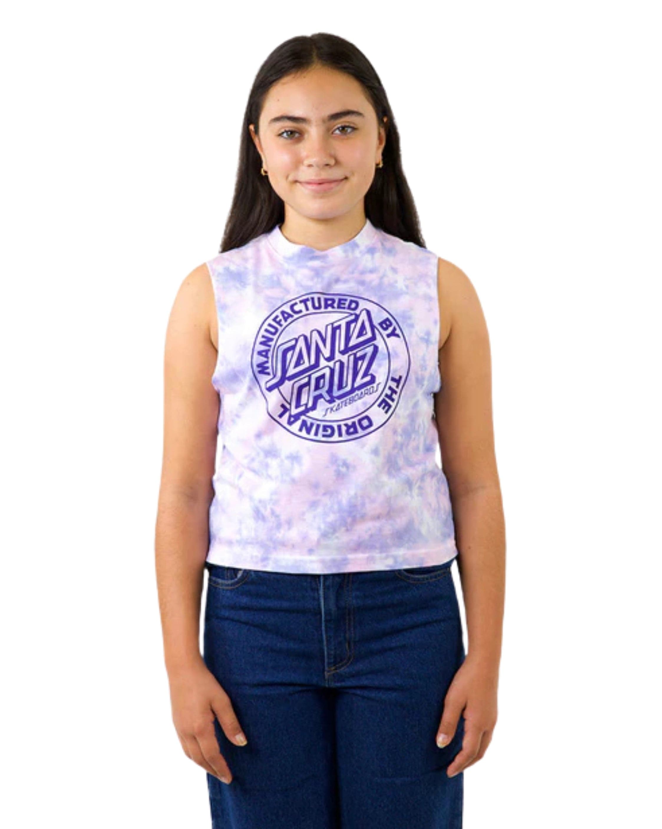 Santa Cruz MFG Dot Mono Santa Cruz Girls Cropped Muscle T-Shirt