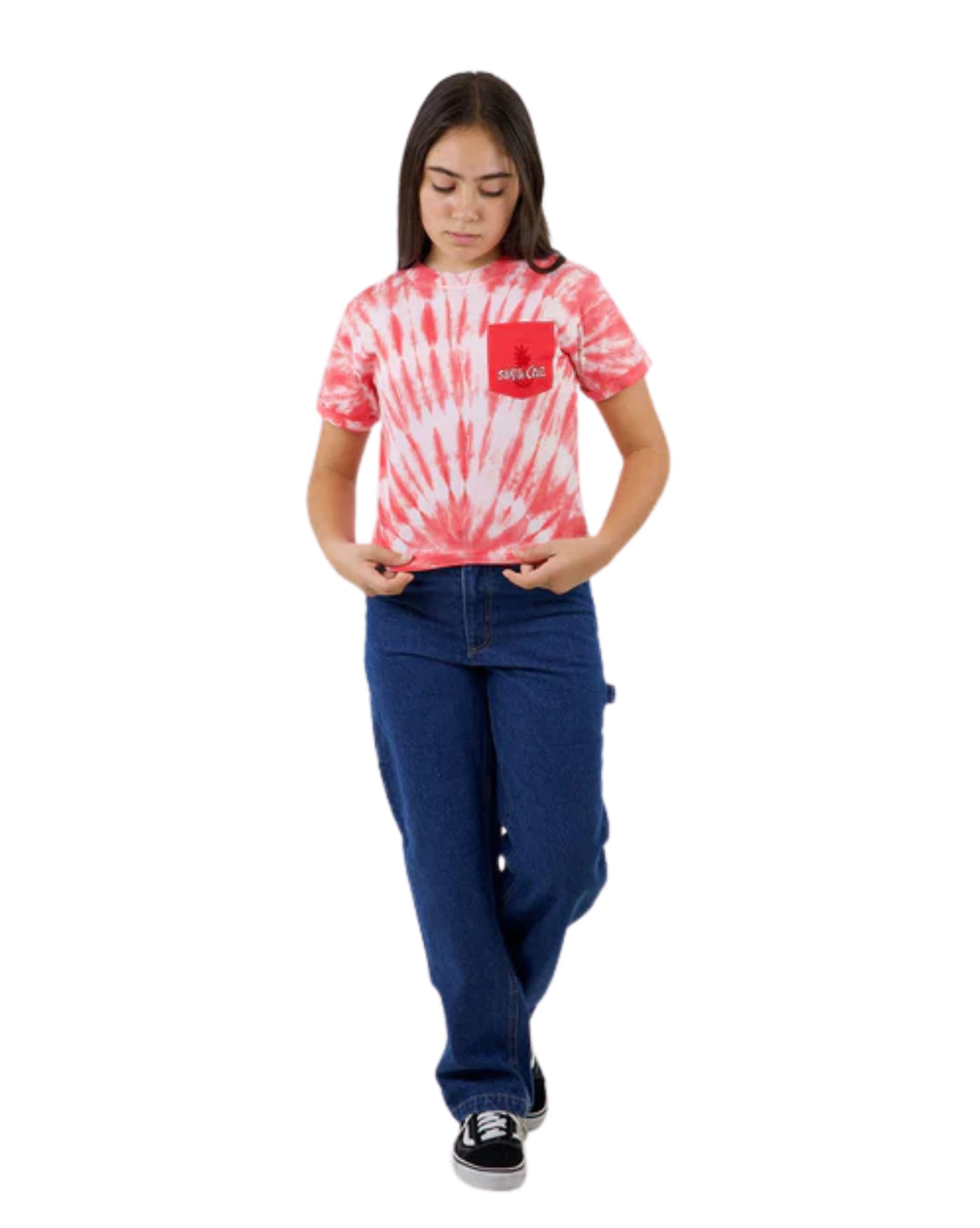 Santa Cruz Tropic Strip Santa Cruz Girls Cropped Pocket T-Shirt