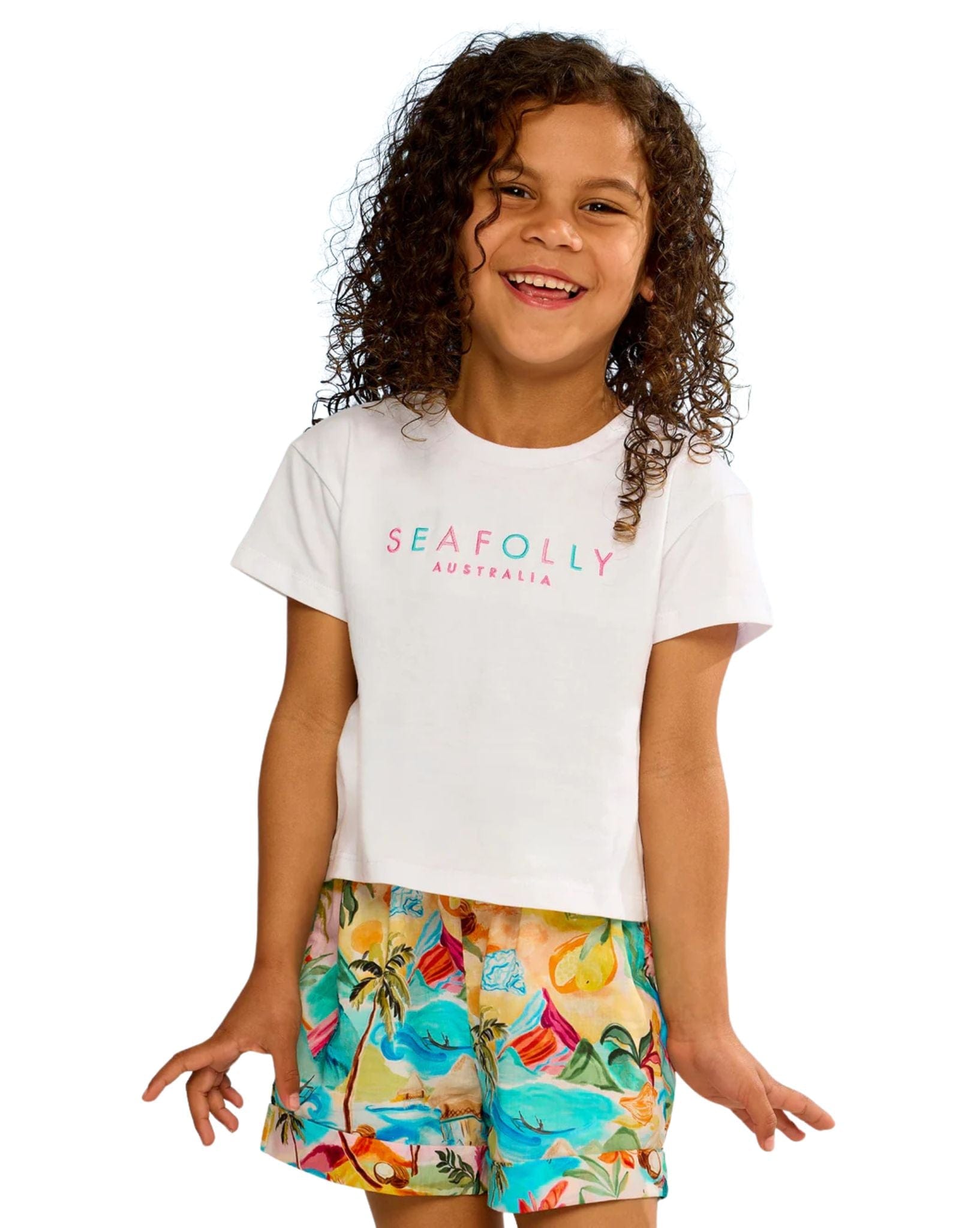 Seafolly Girls Embroidery Crop Tee