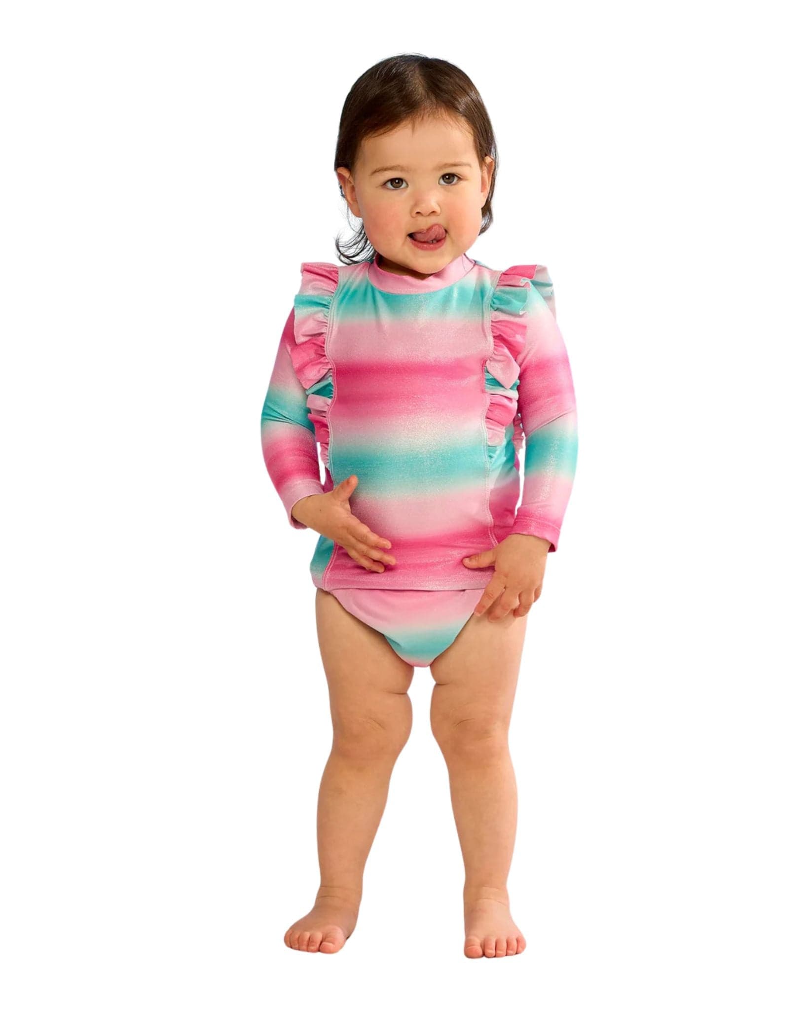 Seafolly Girls Ombre Frill Rash Set