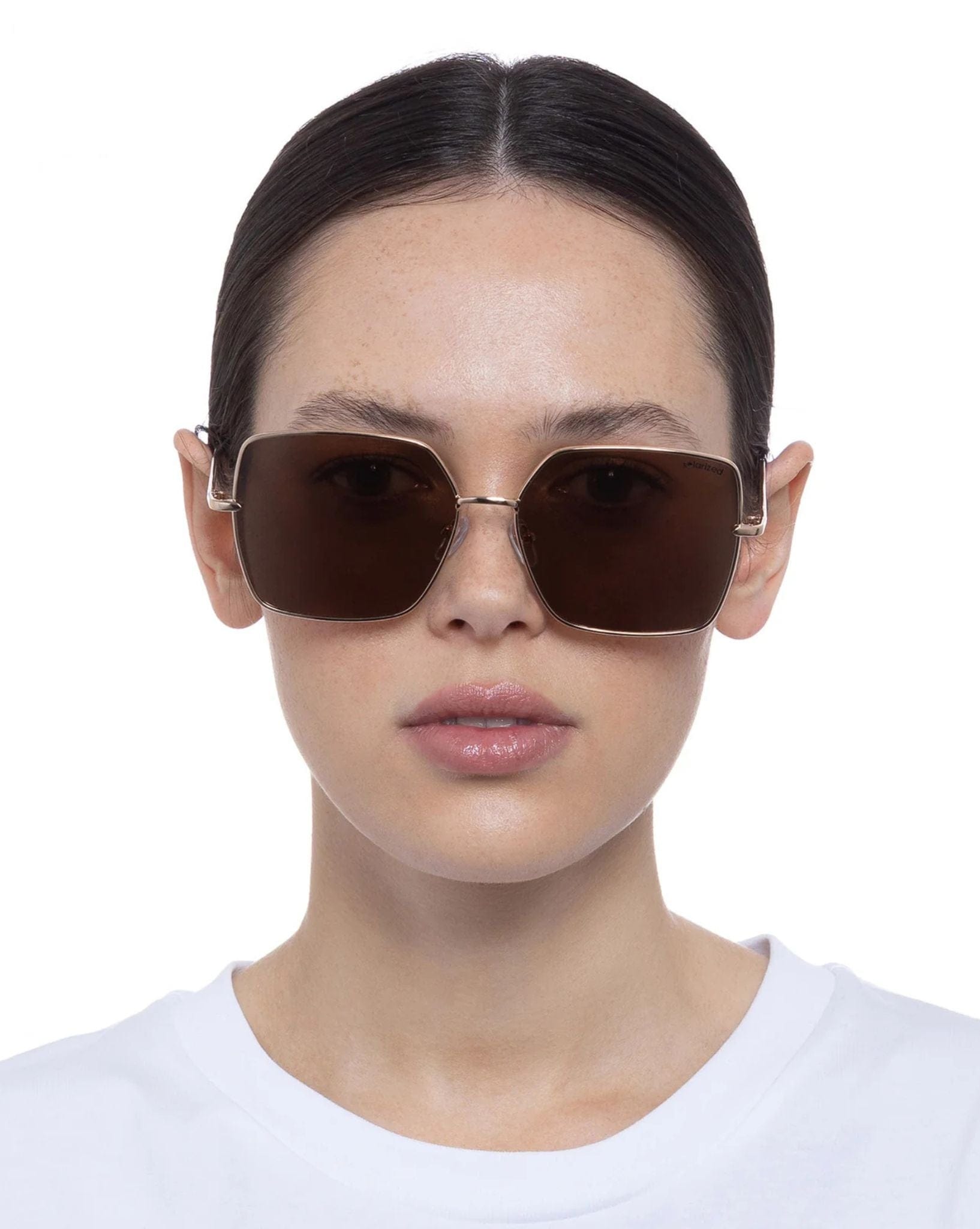 Solarized Womens Glam Square Metal Sunglasses