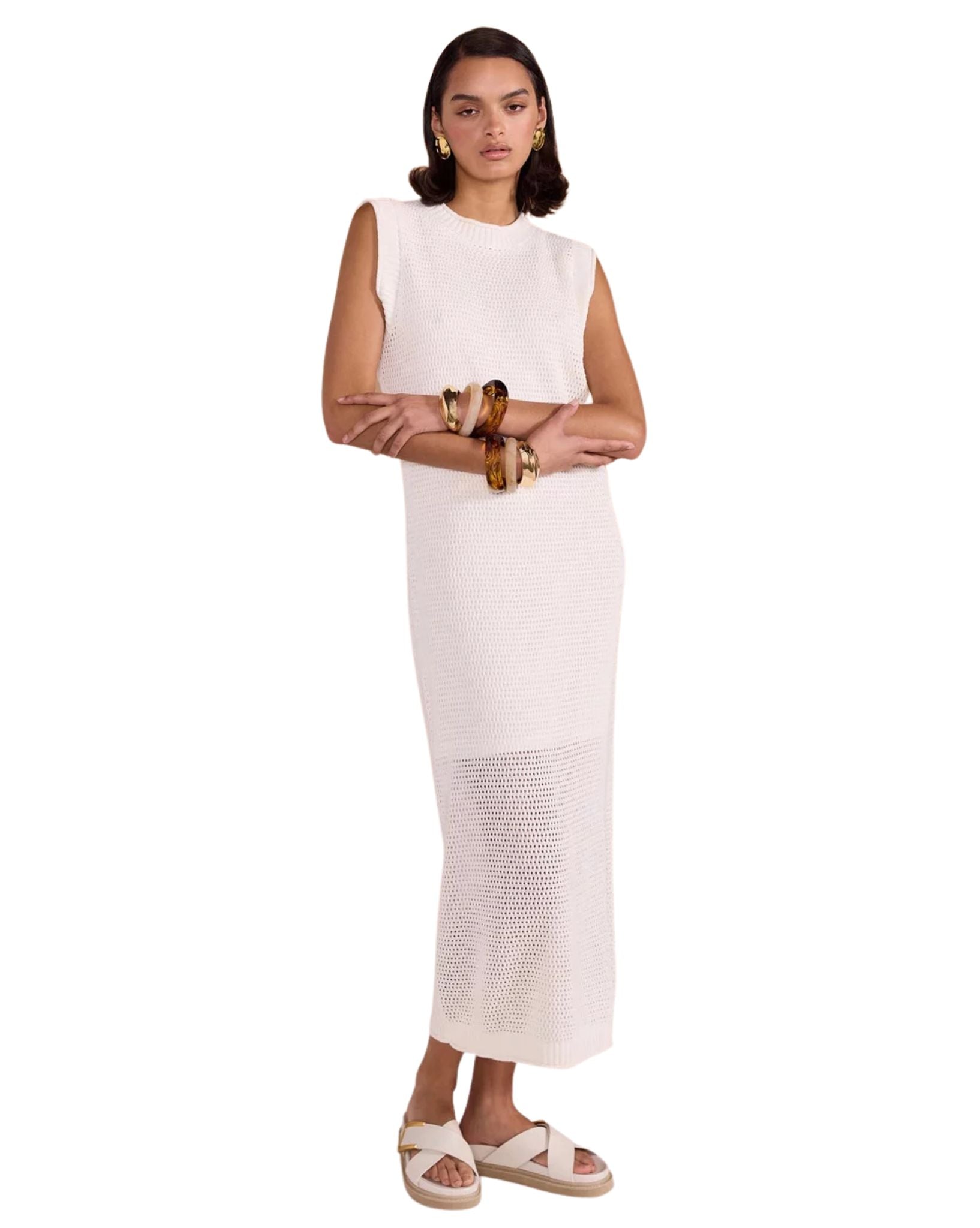 Staple the label Womens Wave Open Knit Midi Dress