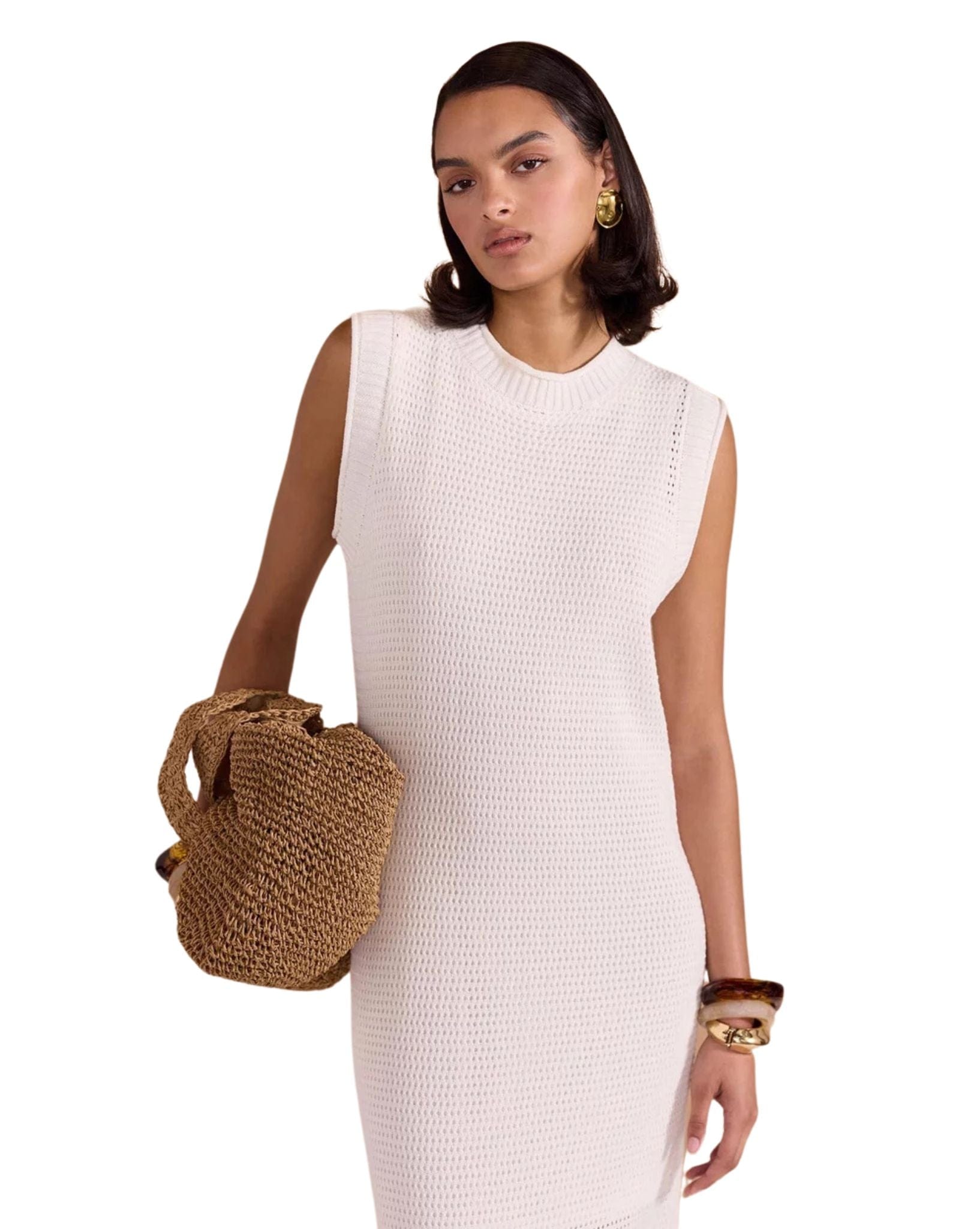 Staple the label Womens Wave Open Knit Midi Dress