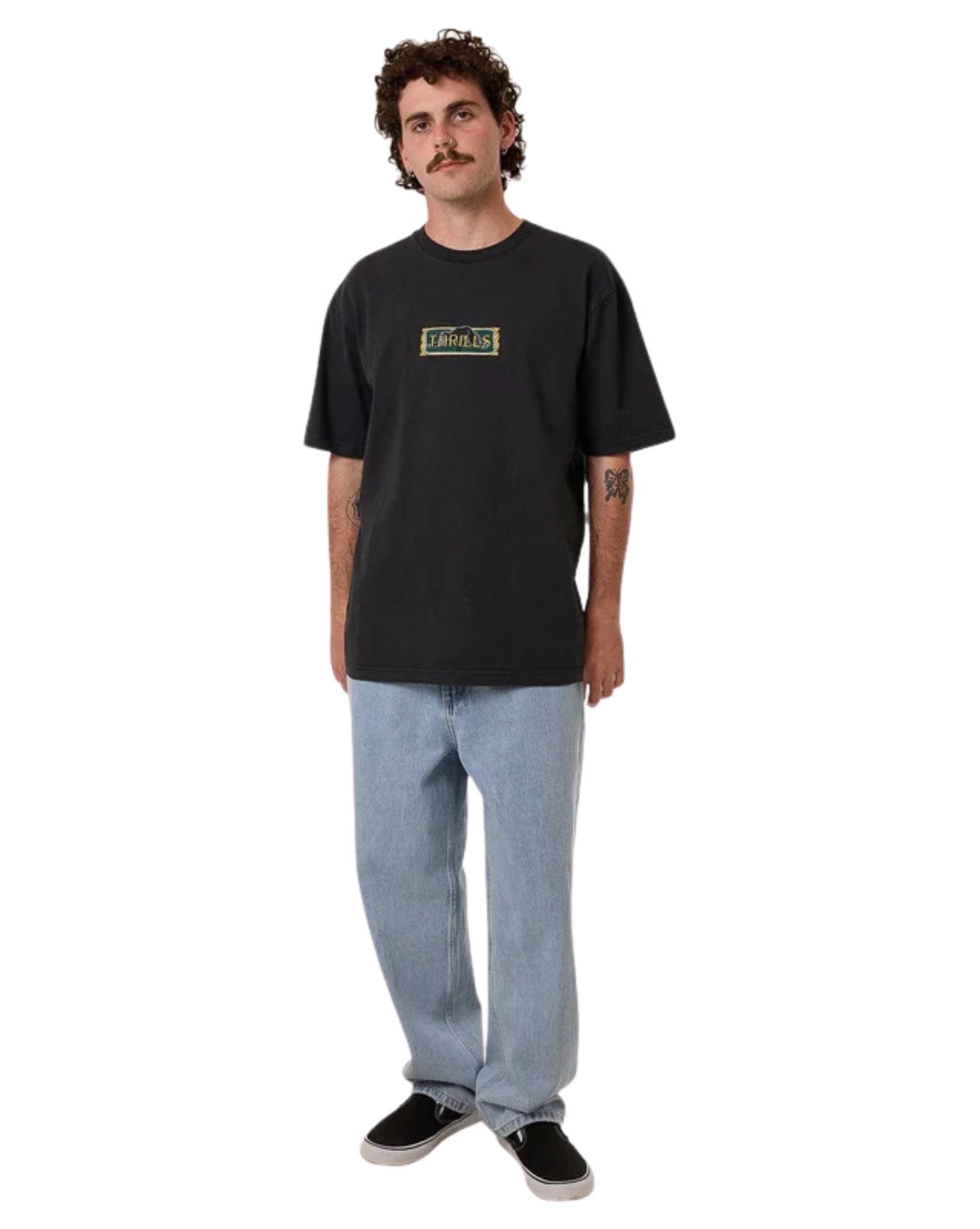 Thrills Mens Behind It All Oversize Fit Tee - Pirate Black