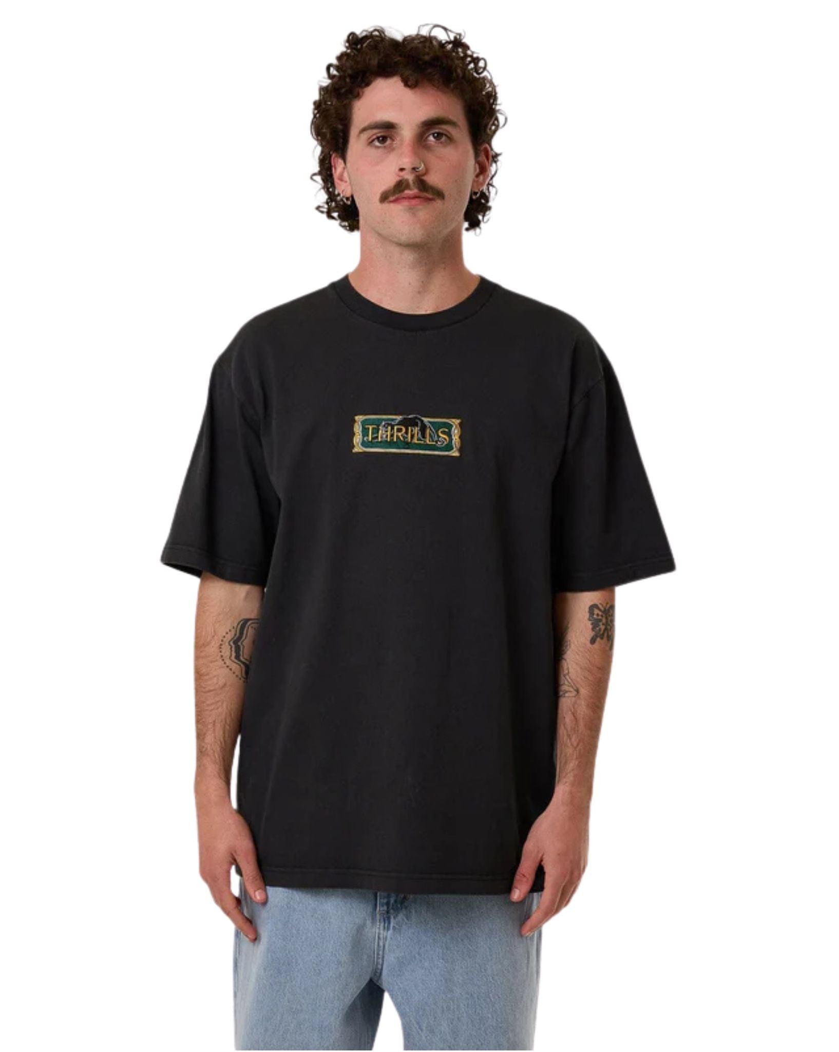 Thrills Mens Behind It All Oversize Fit Tee - Pirate Black