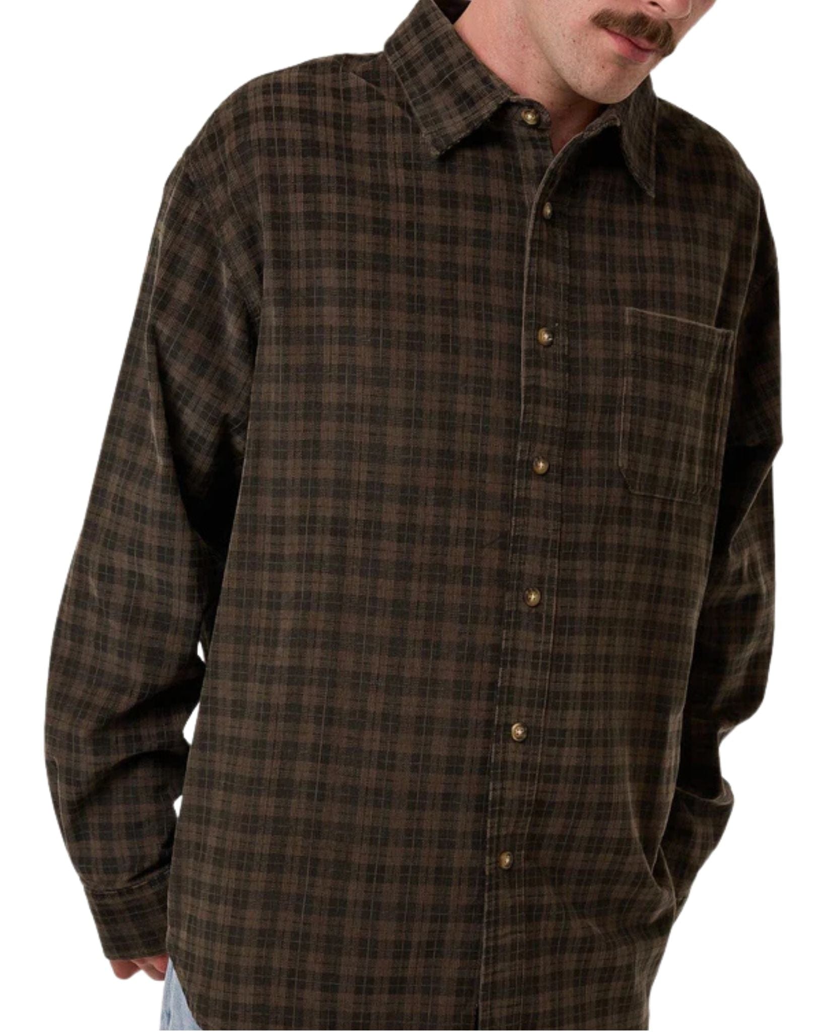 Thrills Mens Thrills Union Cord Check Long Sleeve Shirt