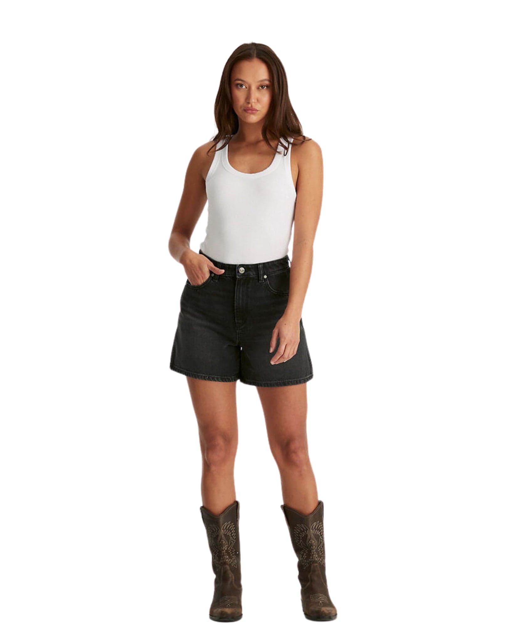 Wrangler Hi A-Line Short Mellow Black