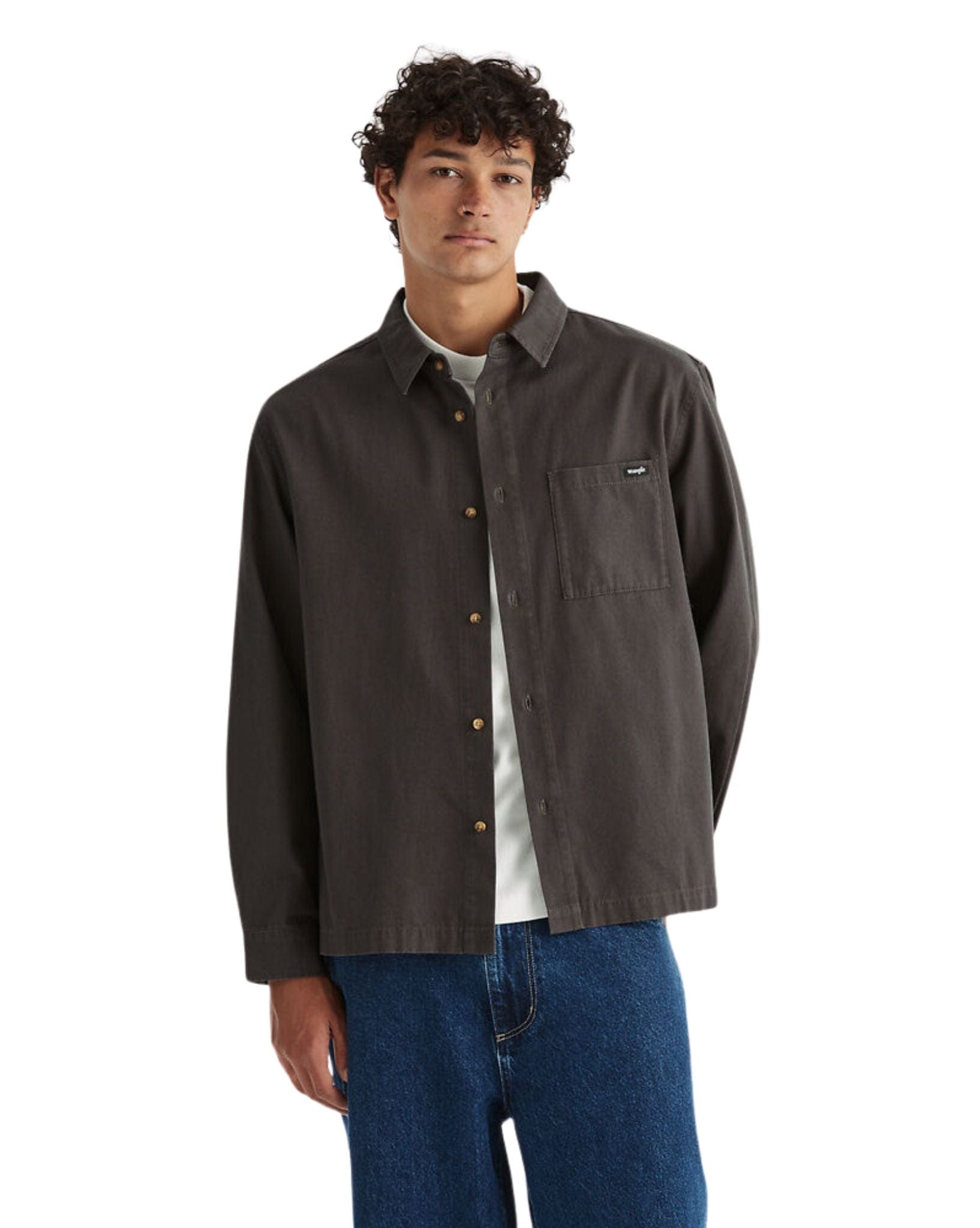 Wrangler Mens Dylan LS Shirt - Worn Black