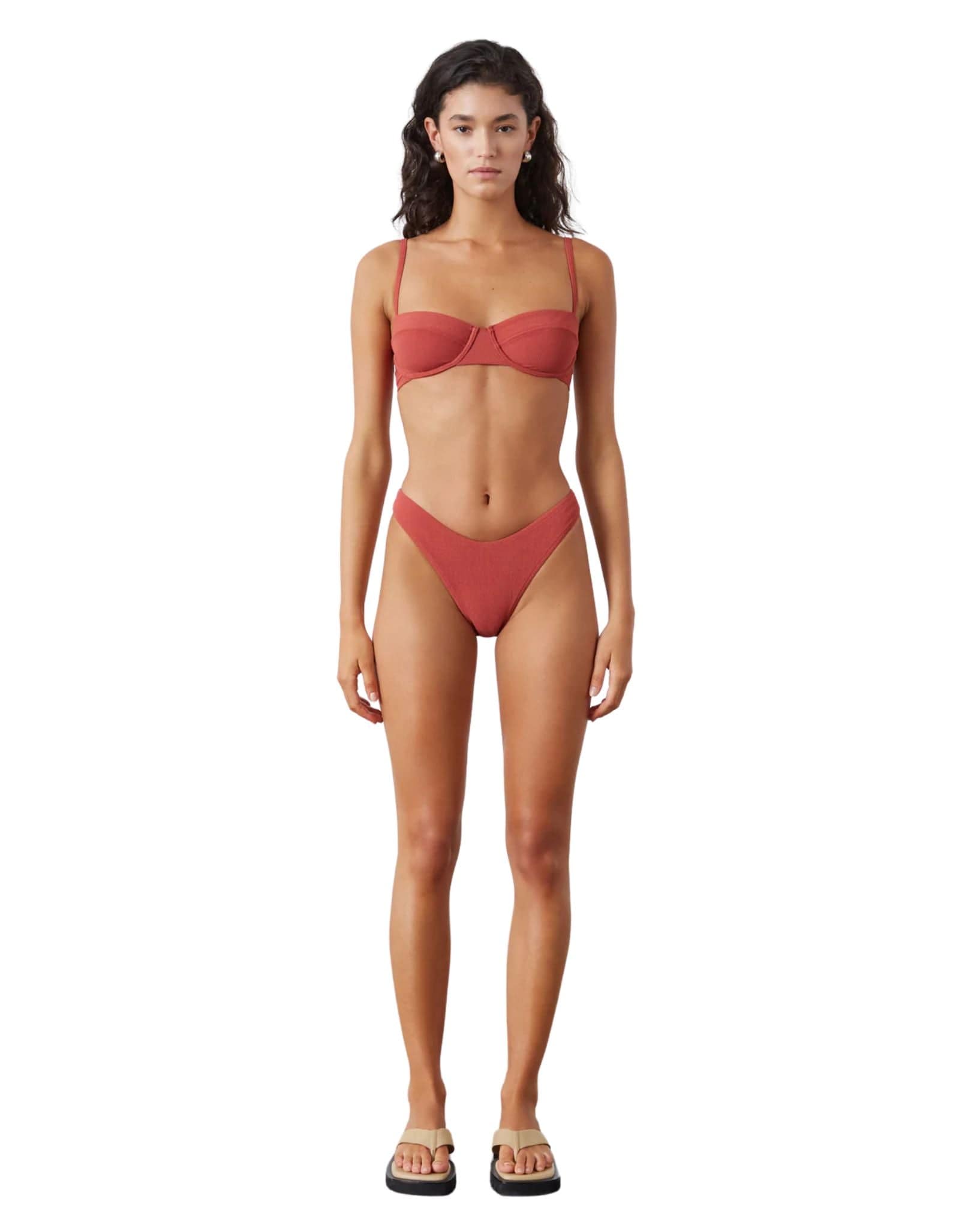 Zulu & Zephyr Earth Red Textured Balconette Bra Cup